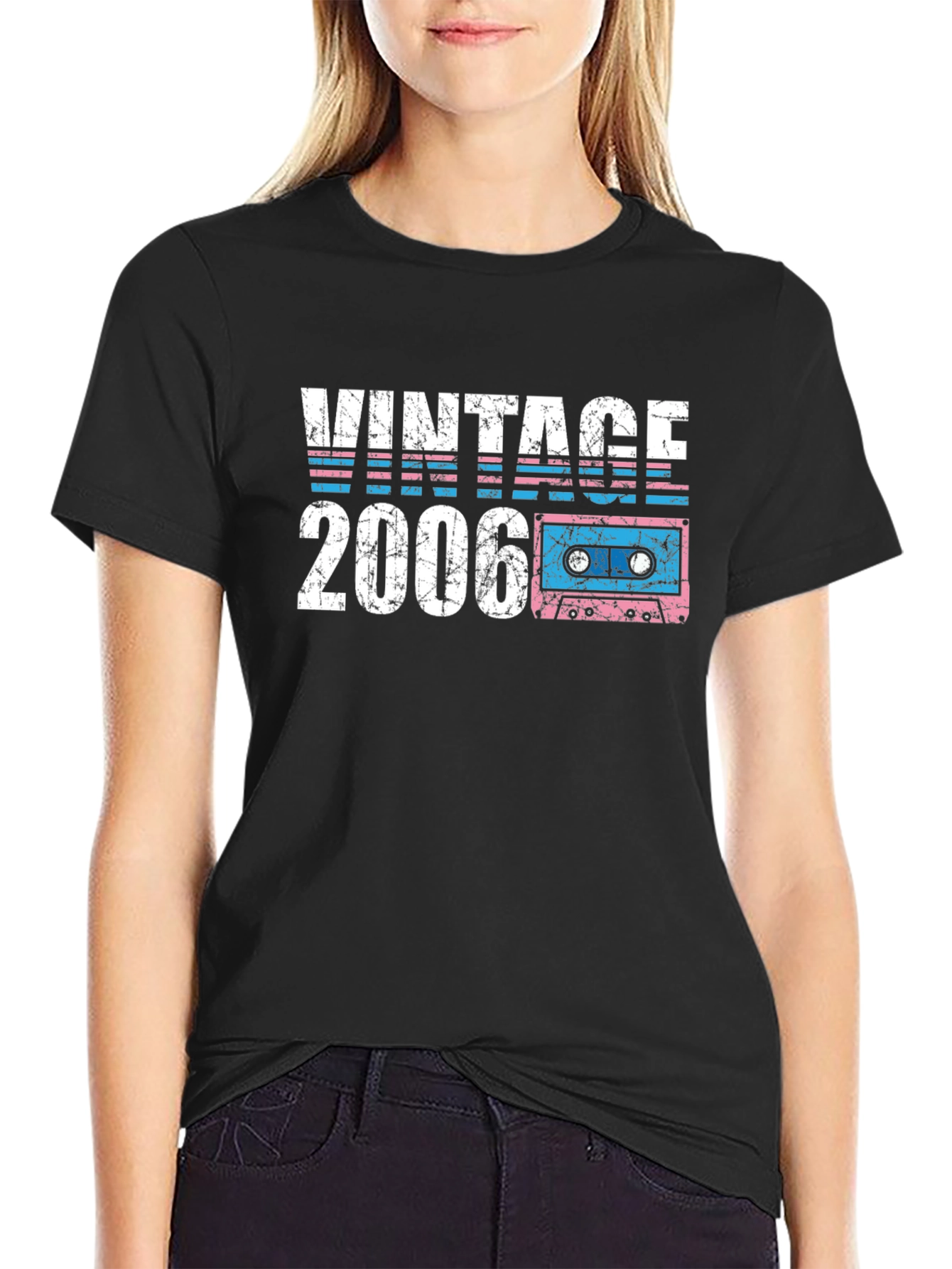 Black Vintage 2006 Cassette Tape Graphic T-Shirt view 2