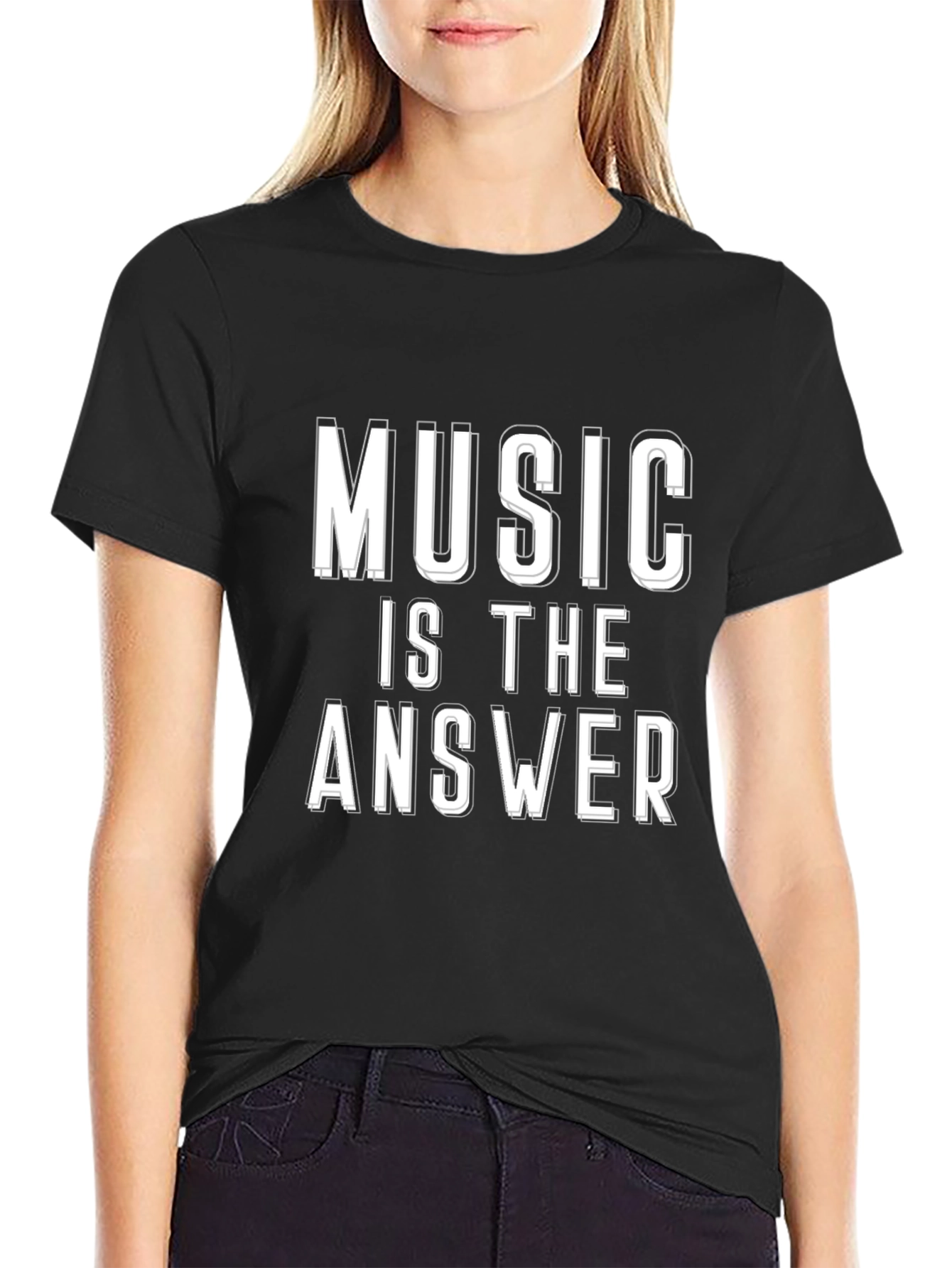 Black Music Is The Answer Black T-Shirt view 2