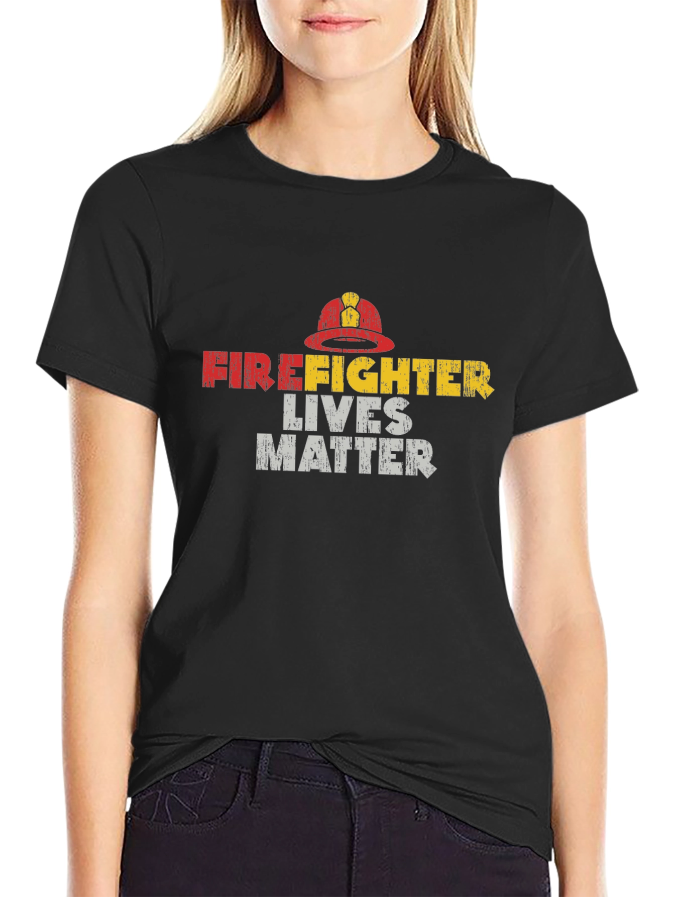 Black Firefighter Lives Matter Graphic T-Shirt view 2