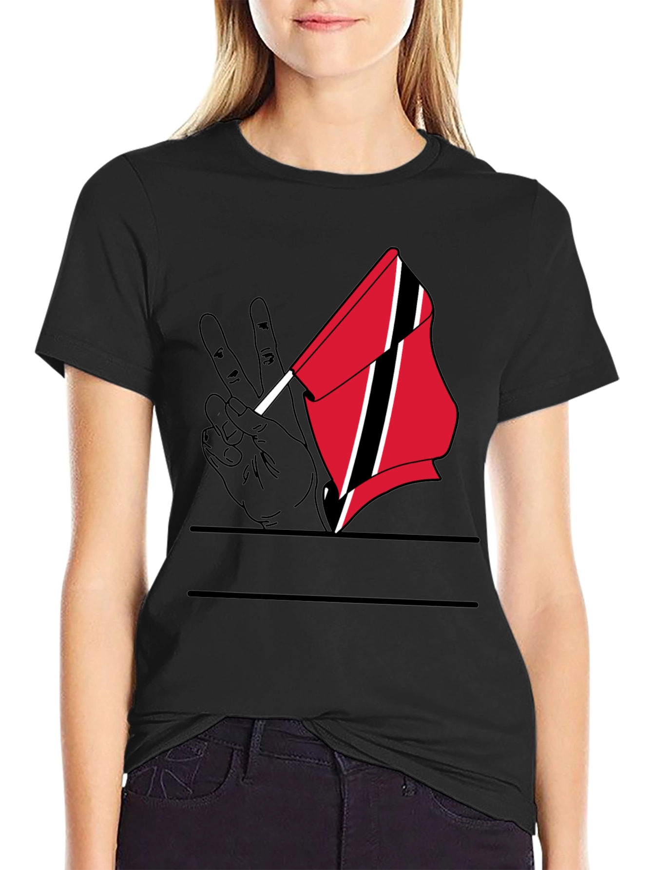 Black Trinidad and Tobago Peace Flag T-Shirt view 2