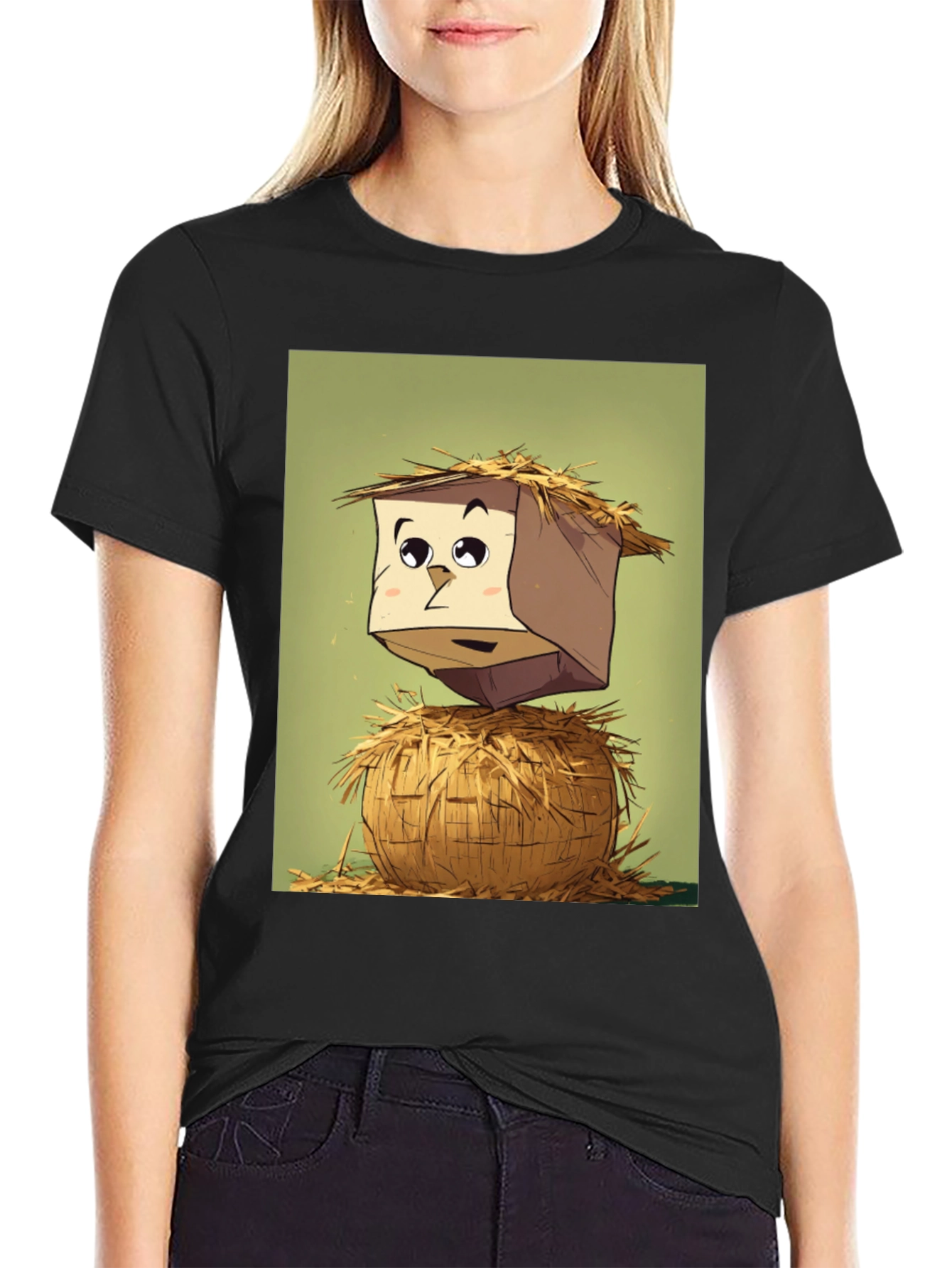 Black Cartoon Scarecrow T-Shirt view 2
