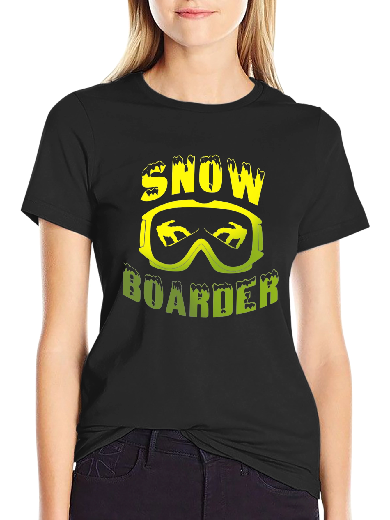 Black Snowboarder Graphic Tee -  Skiing Shirt view 2
