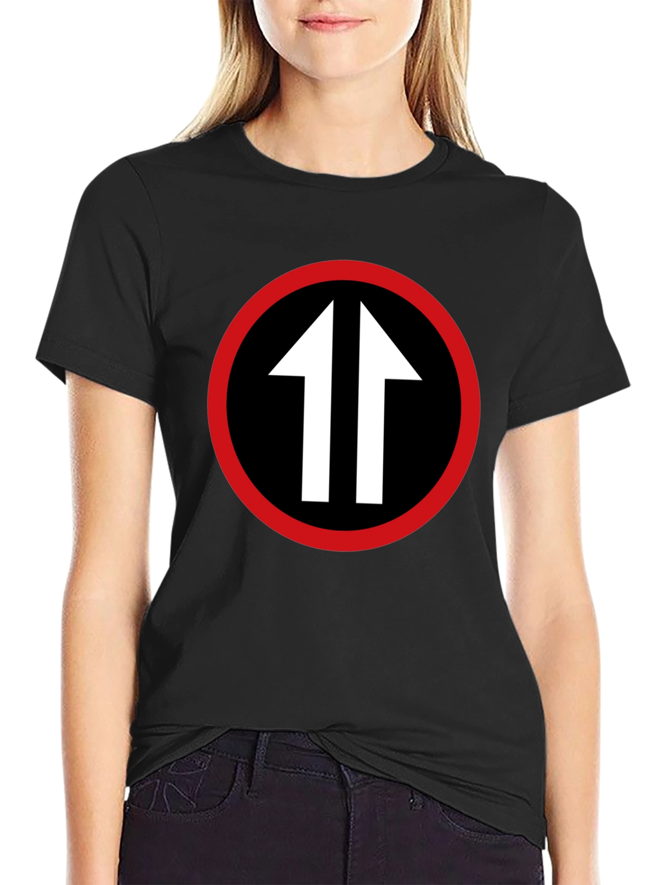Black Upward Arrows T-Shirt - Bold Graphic Tee view 2