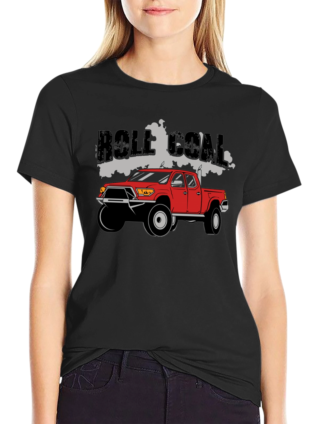 Black Role Coal Red Truck T-Shirt view 2