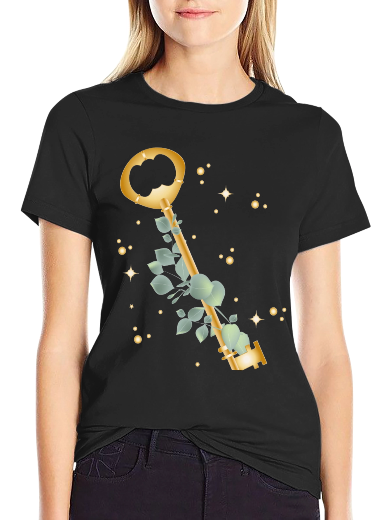 Black Golden Key T-Shirt - Stylish & Unique Design view 2