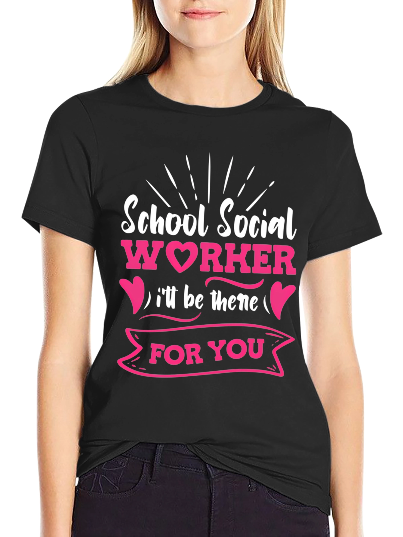 Black School Social Worker T-Shirt view 2