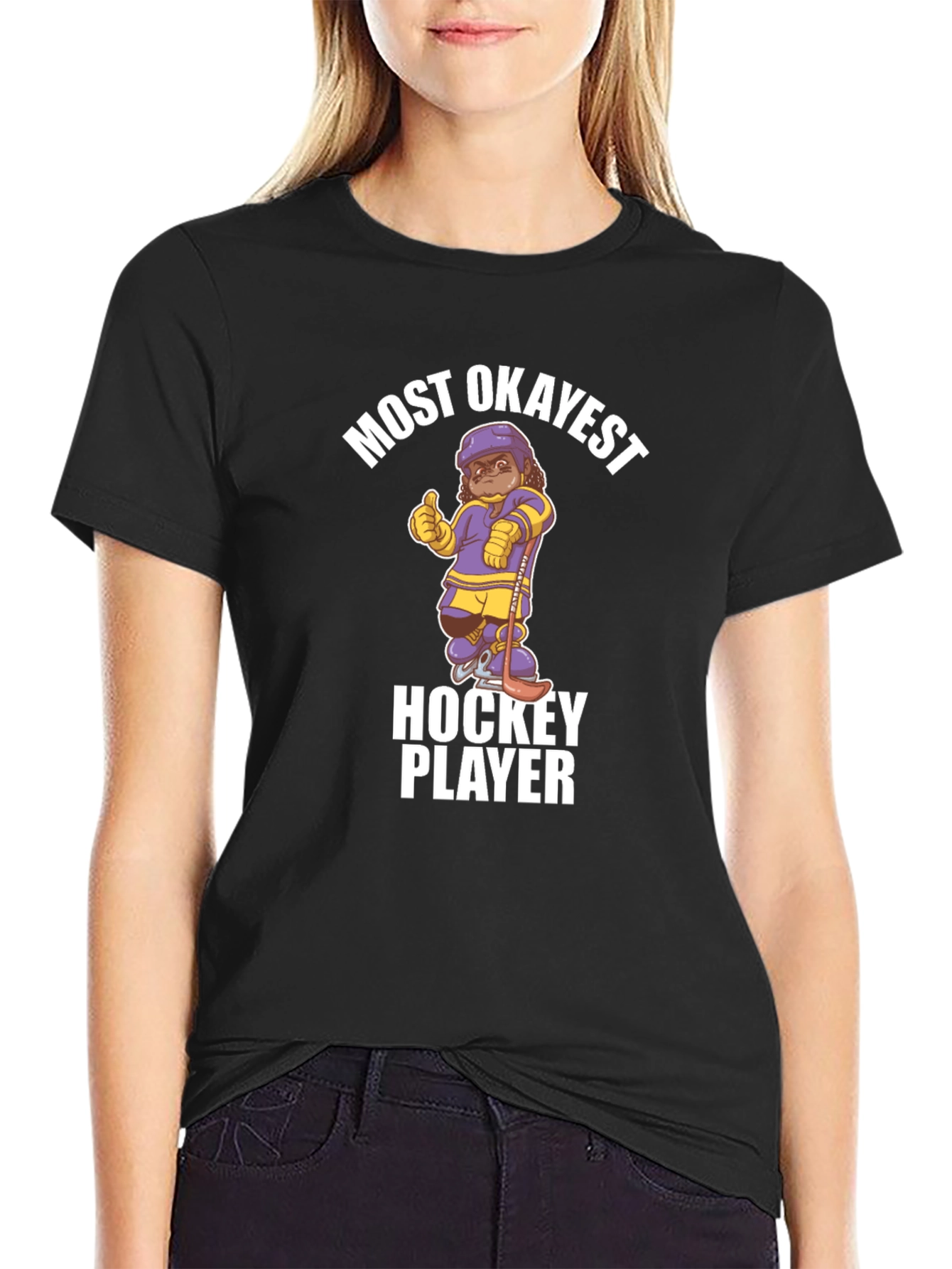 Black Most Okayest Hockey Player T-Shirt view 2