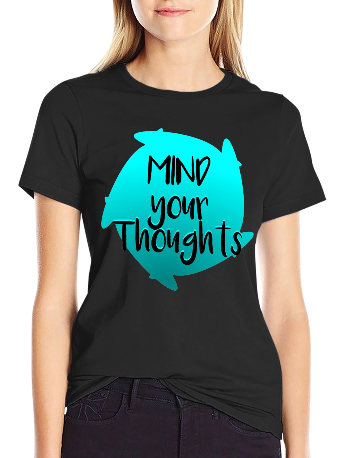 Black Mind Your Thoughts Graphic T-Shirt - Black view 2
