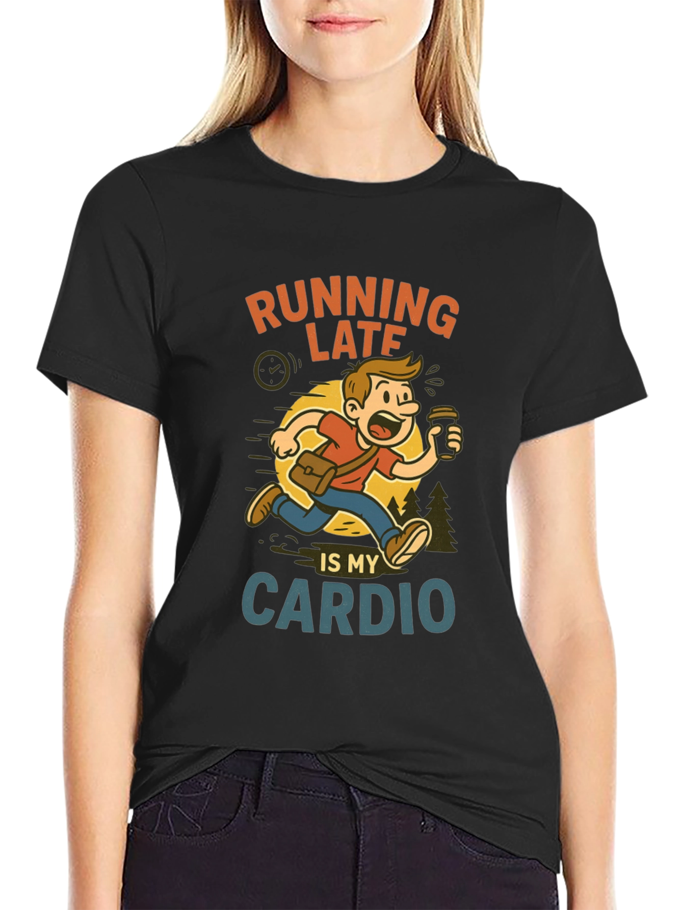 Black Running Late Cardio Graphic Tee view 2