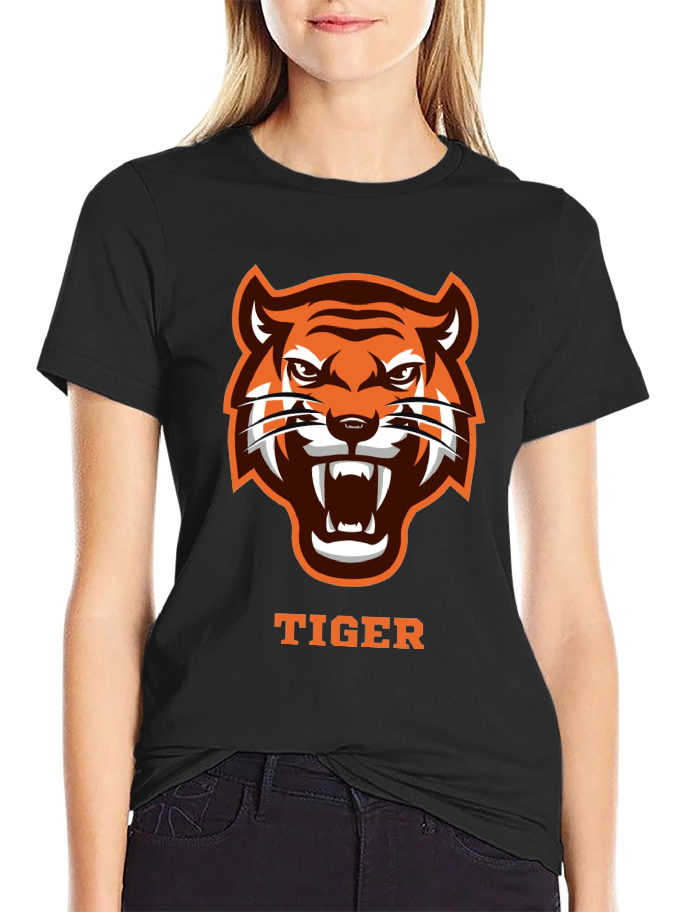 Black Roaring Tiger Graphic Tee - Bold Design view 2