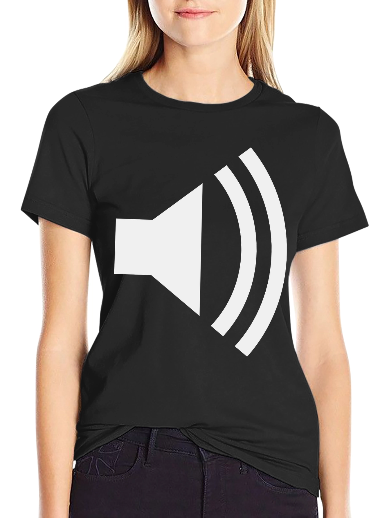 Black Loudspeaker Graphic Tee - Black Cotton T-Shirt view 2