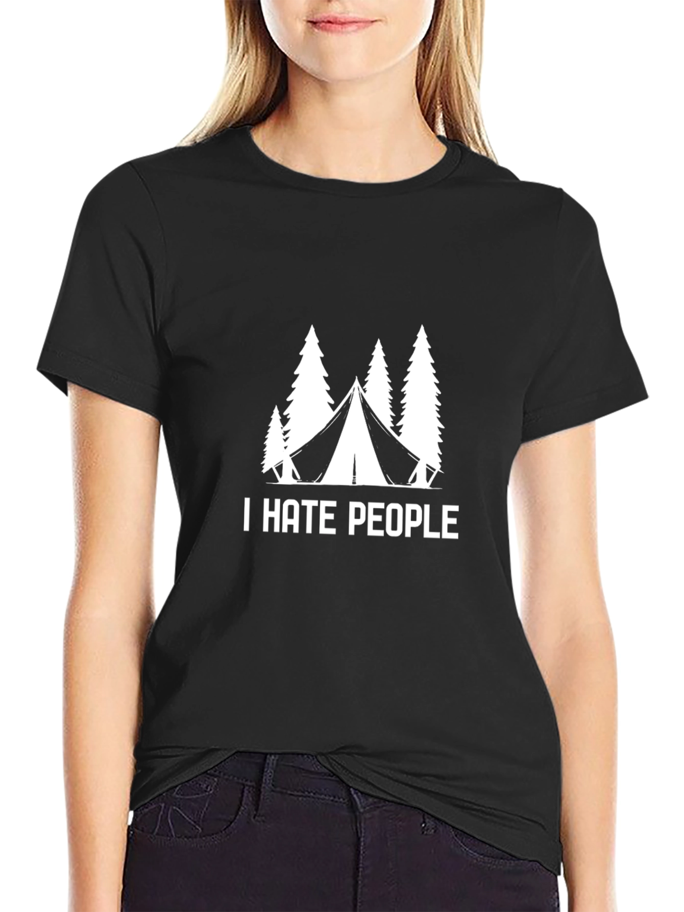 Black I Hate People Camping T-Shirt view 2