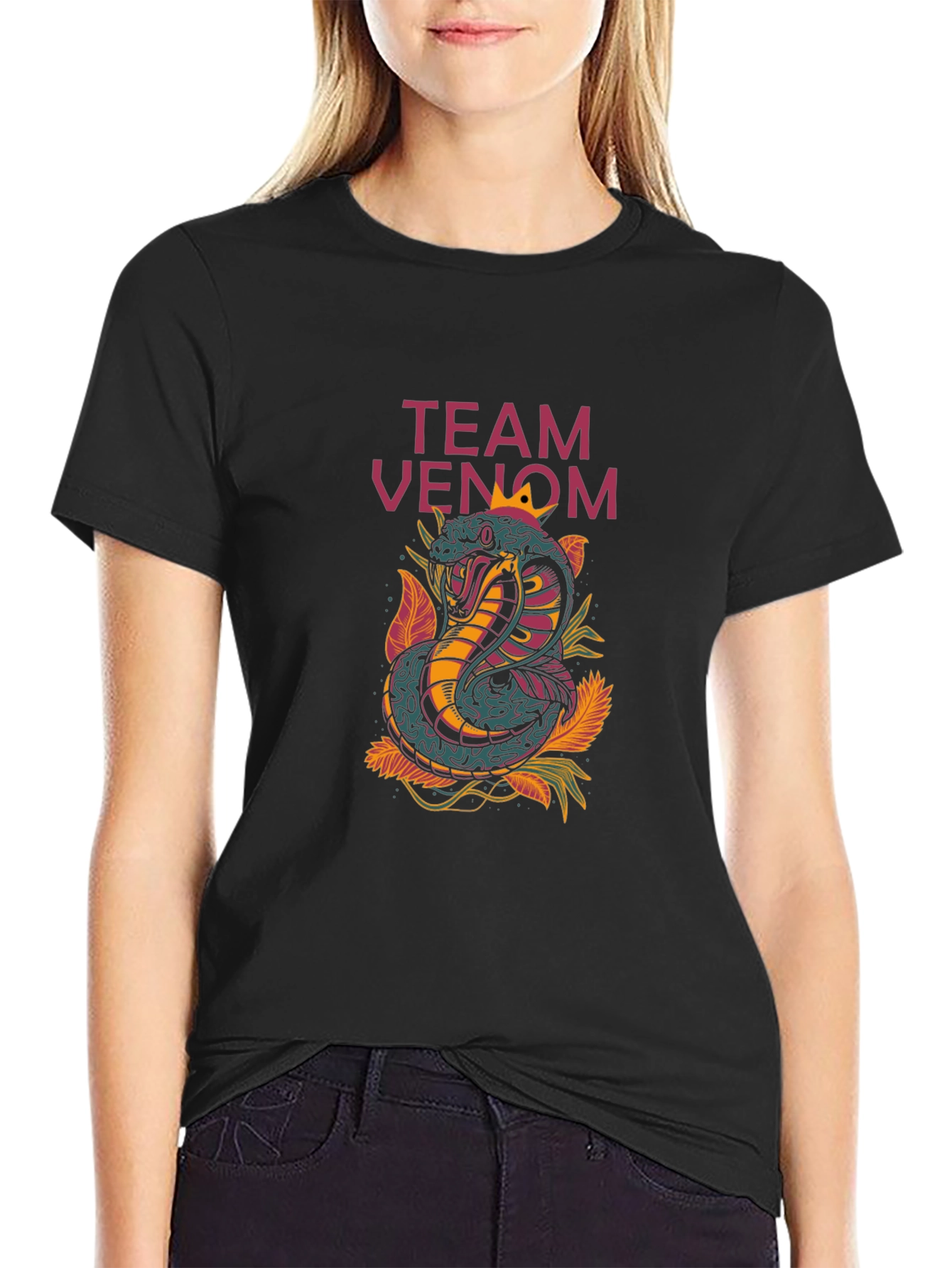 Black Team Venom Snake Graphic Tee - Cobra Design view 2