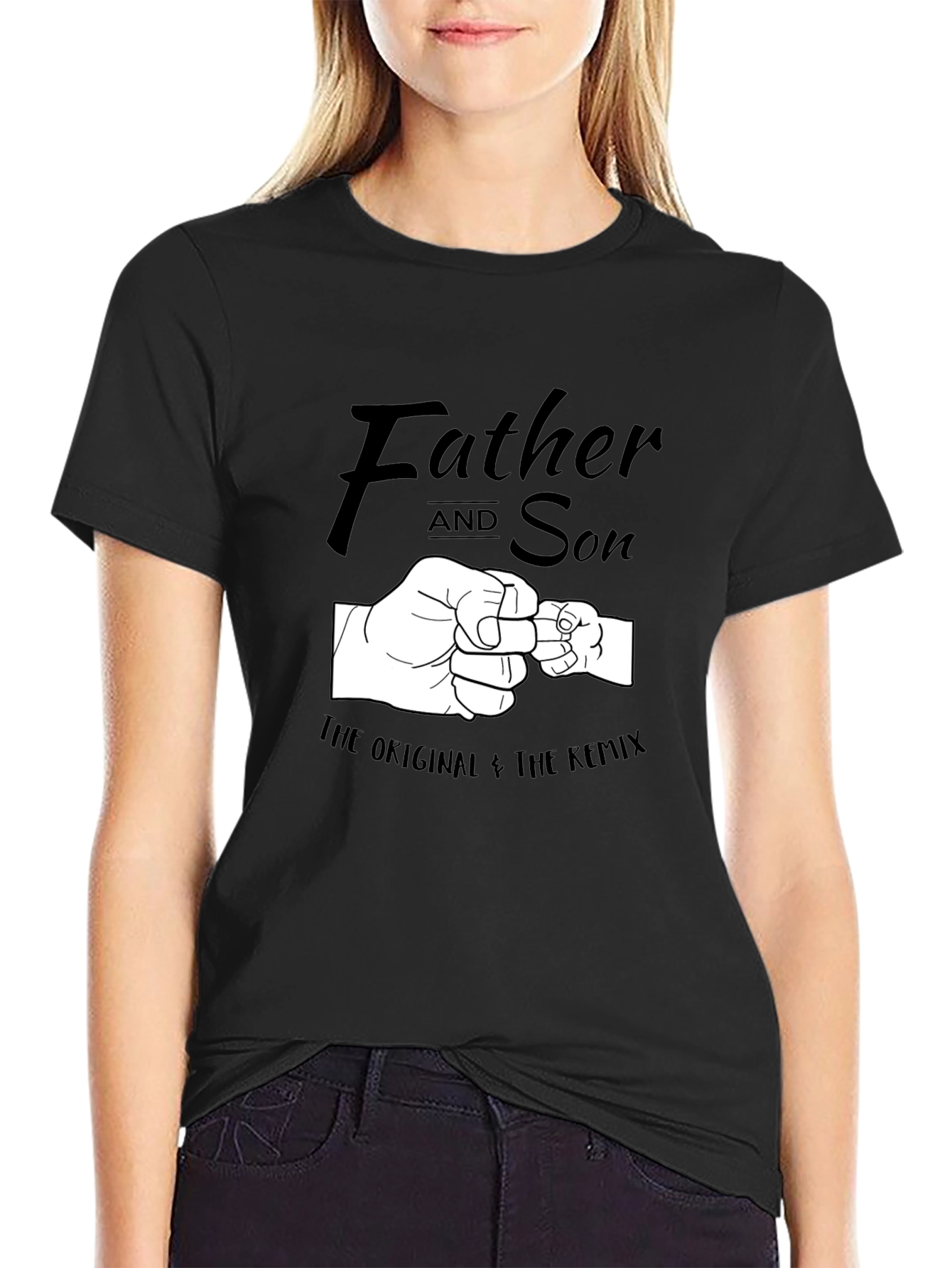 Black Father and Son Matching Fist Bump T-Shirt view 2