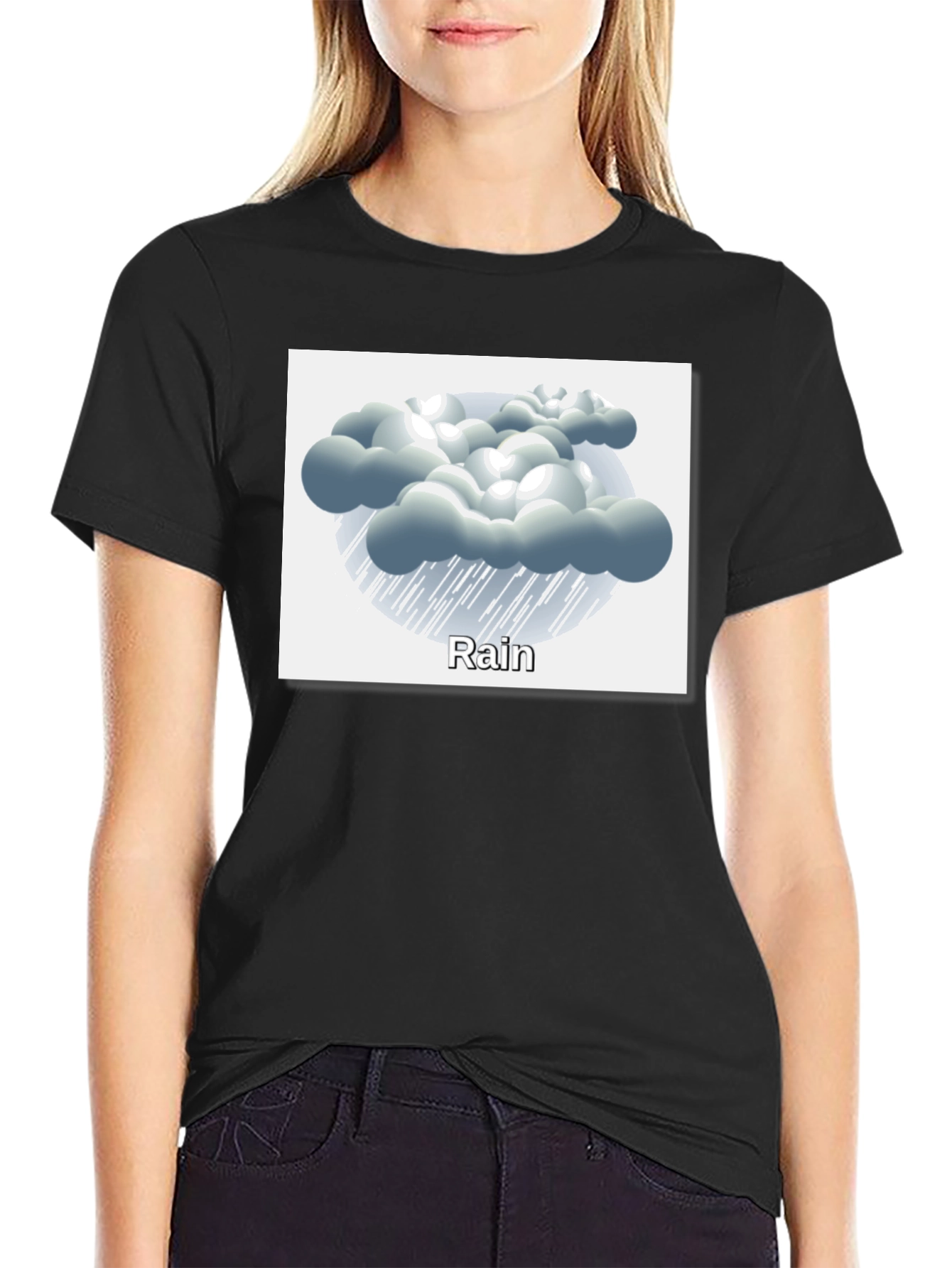Black Rain Cloud Graphic Tee - Weather Theme Shirt view 2