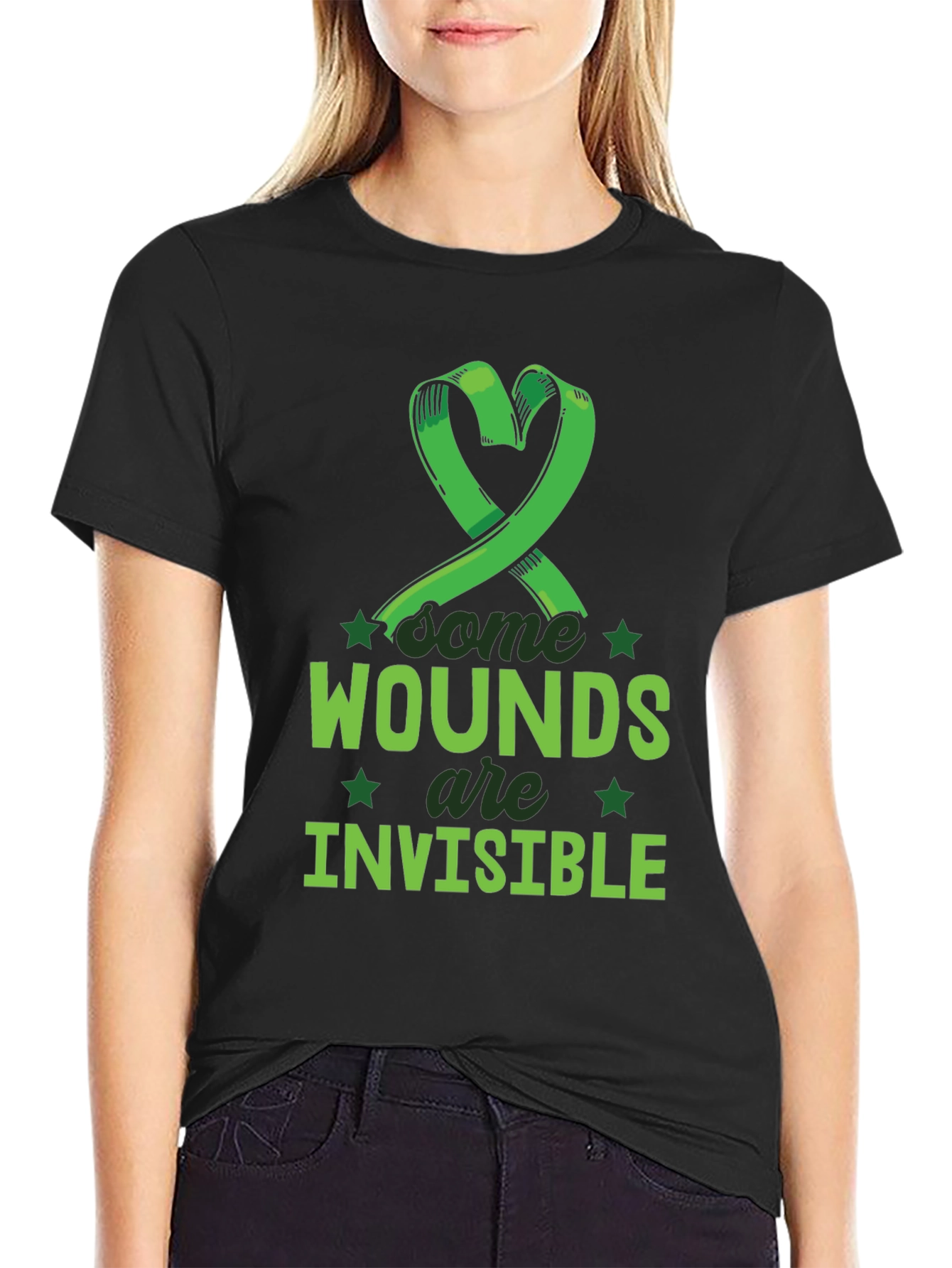 Black Invisible Wounds Awareness Tee view 2