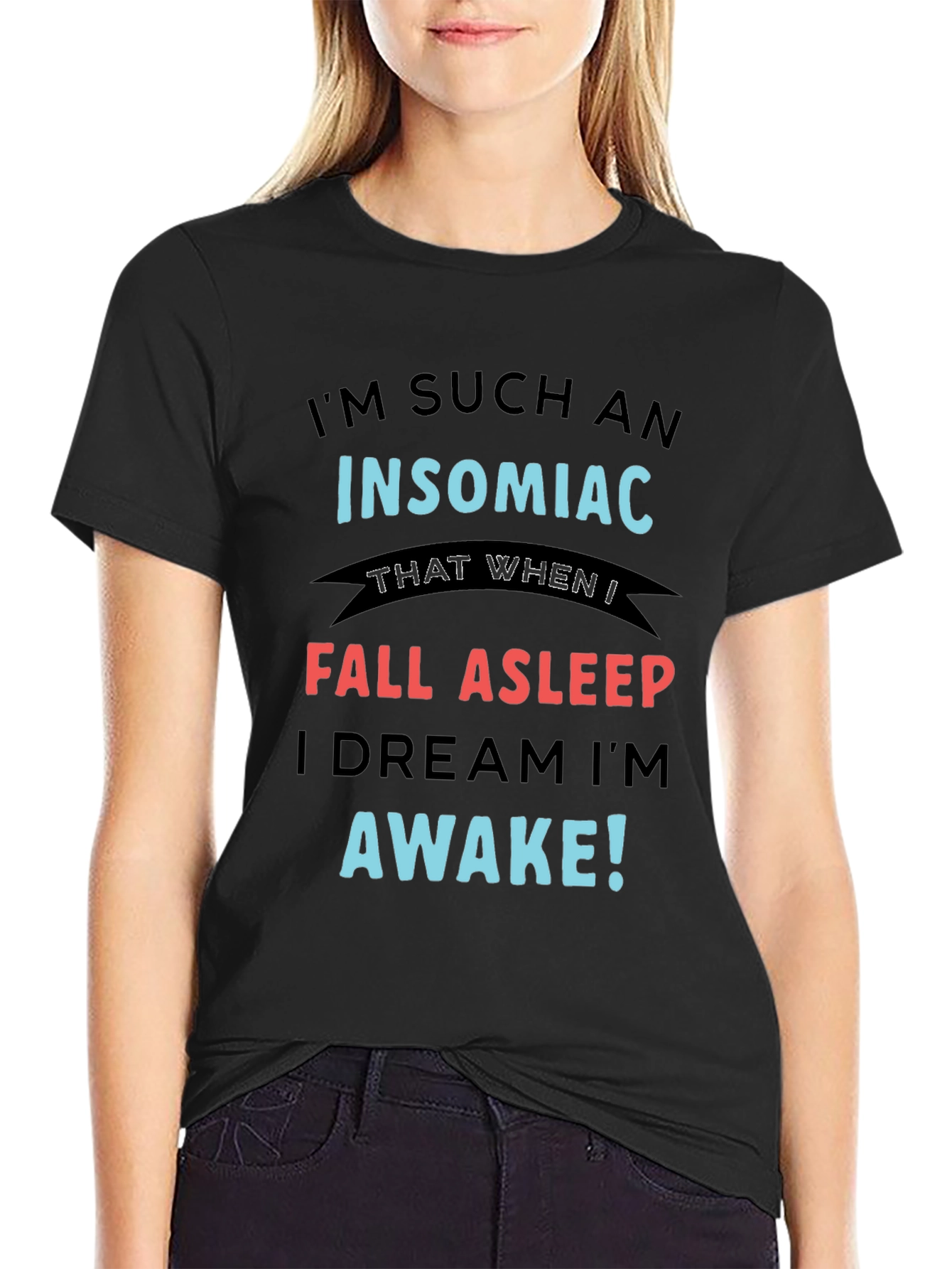 Black Insomniac T-Shirt - Funny Sleep Humor Tee view 2