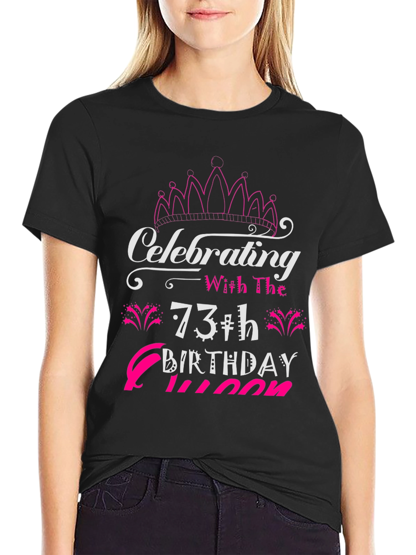 Black 73rd Birthday Queen T-Shirt view 2