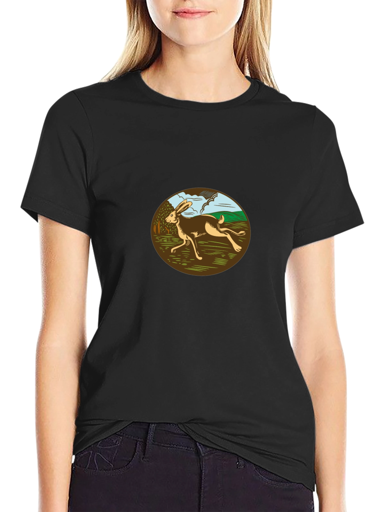 Running Hare Graphic Tee - Black - 2