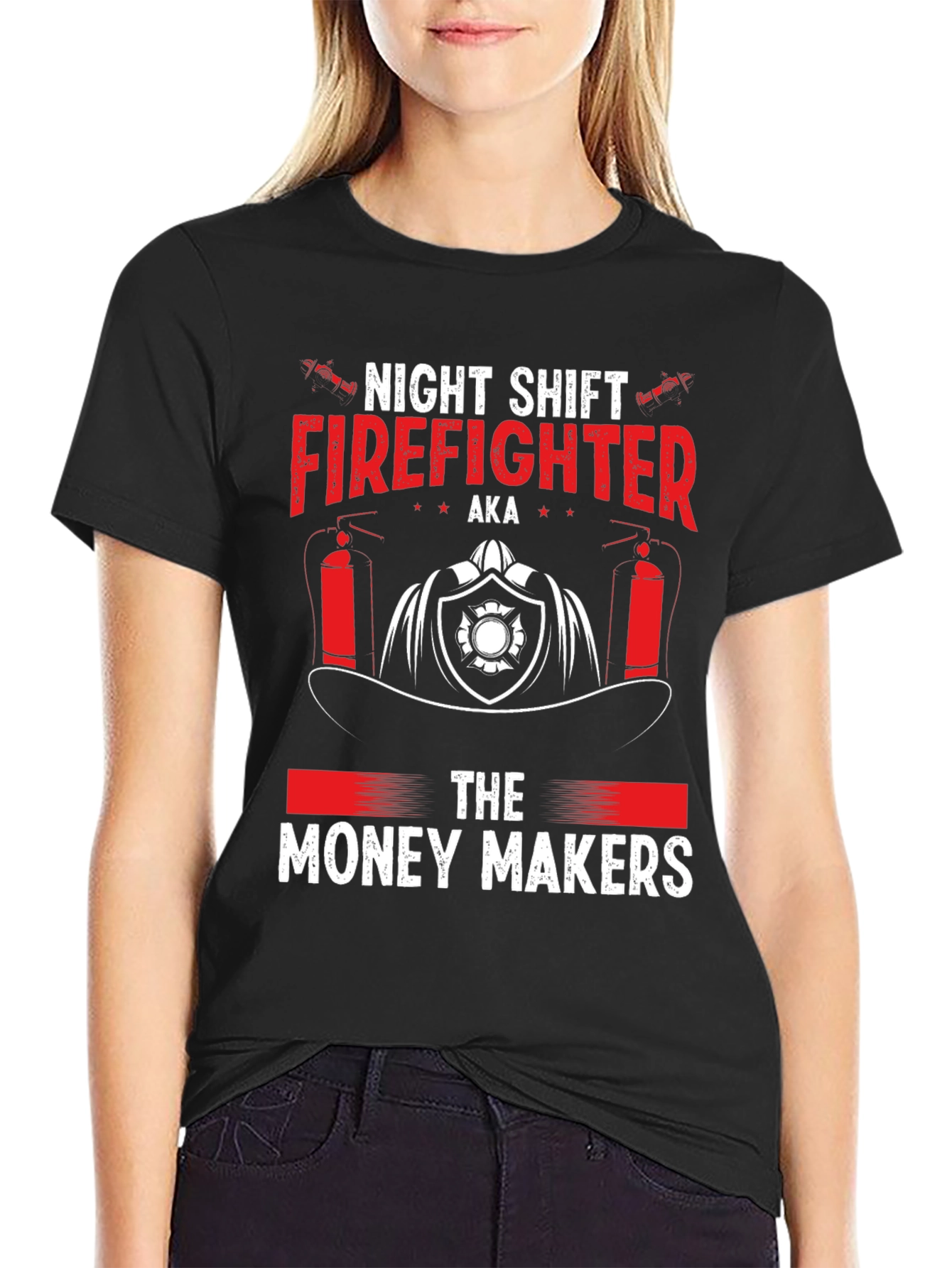 Black Night Shift Firefighter Tee - Money Makers view 2
