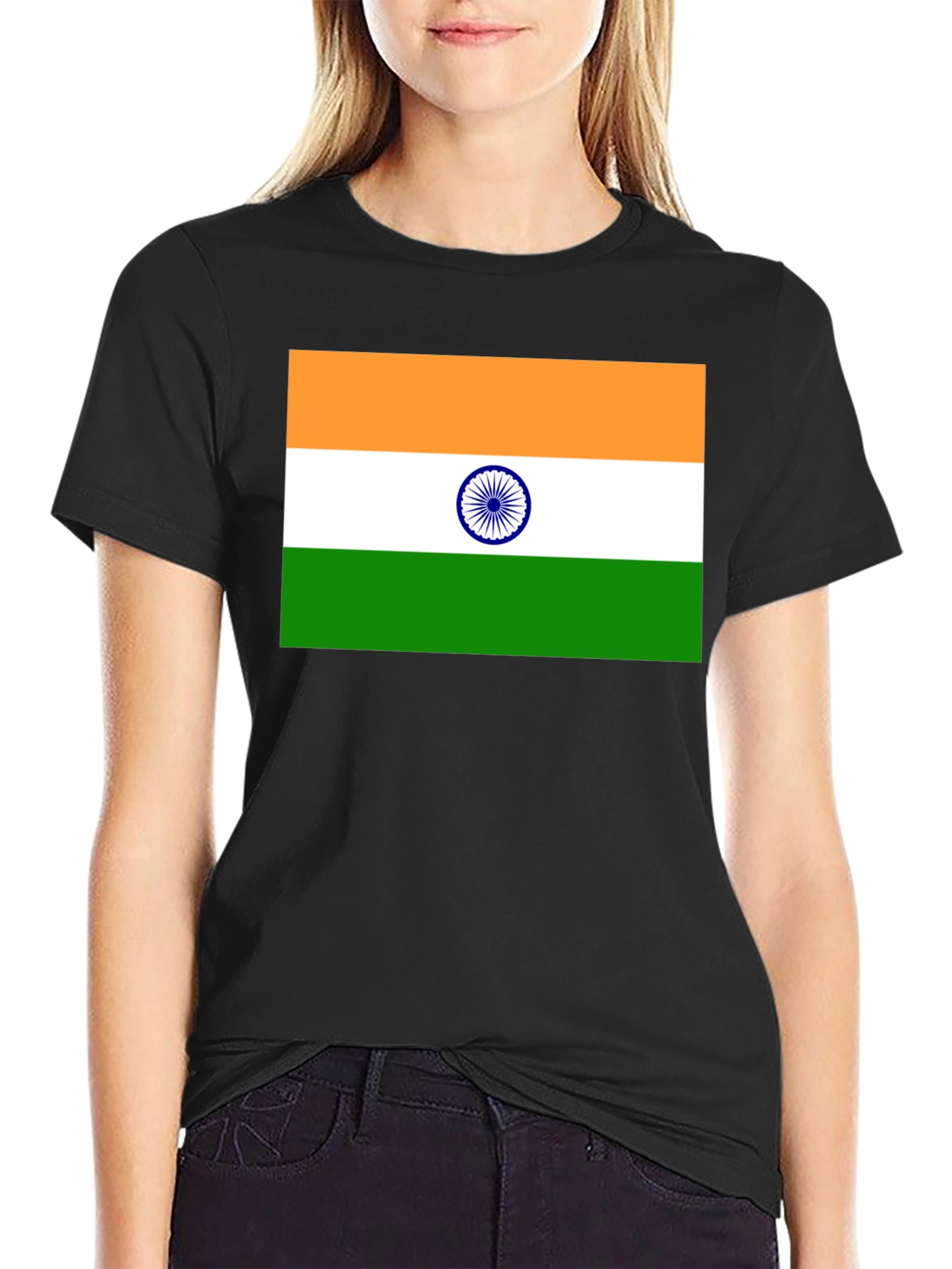 Black India Flag T-Shirt - Patriot Pride view 2