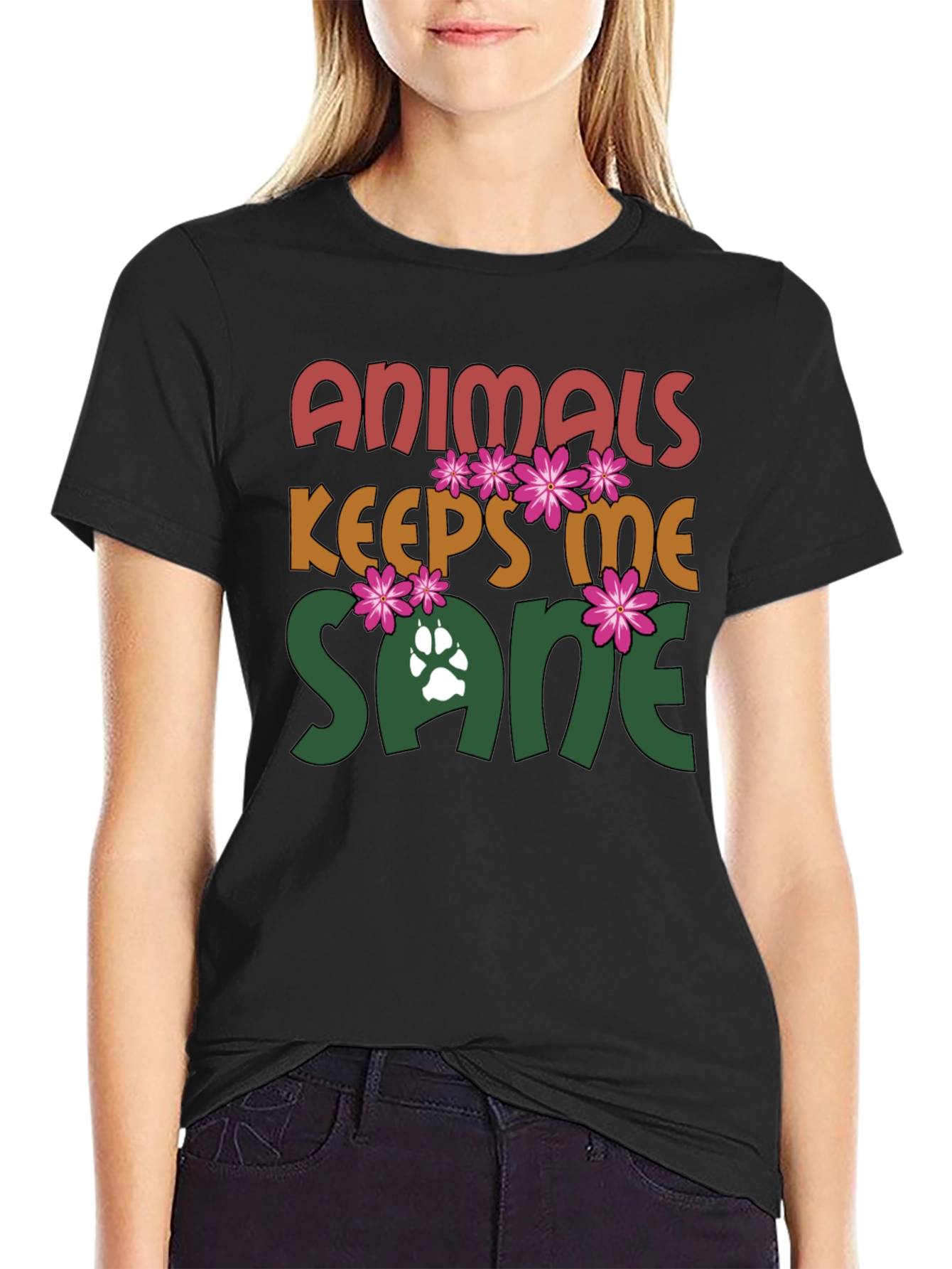 Black Animals Keep Me Sane Graphic Tee view 2