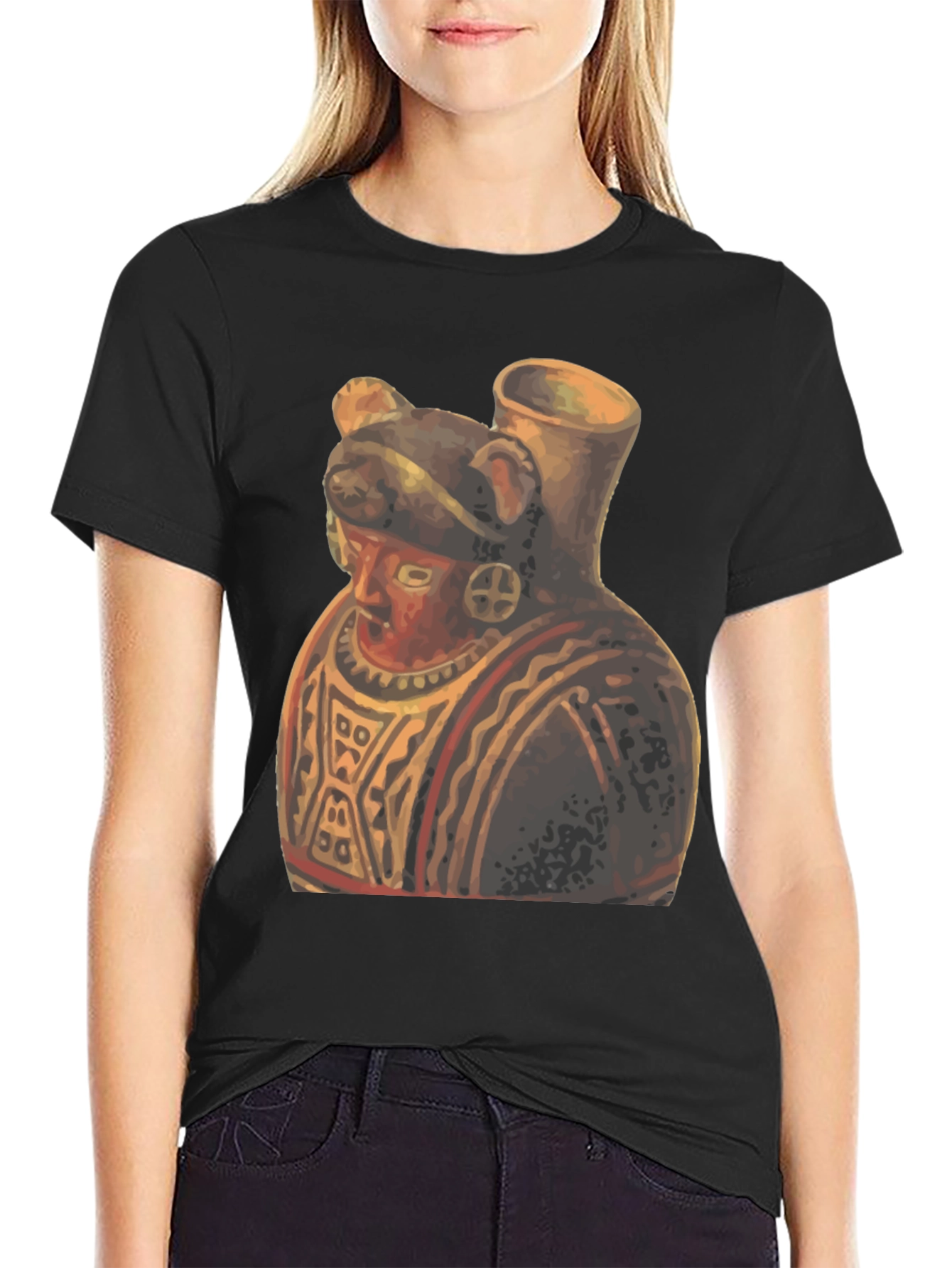 Black Unique Artistic Graphic Tee - Anthropomorphic Pottery view 2