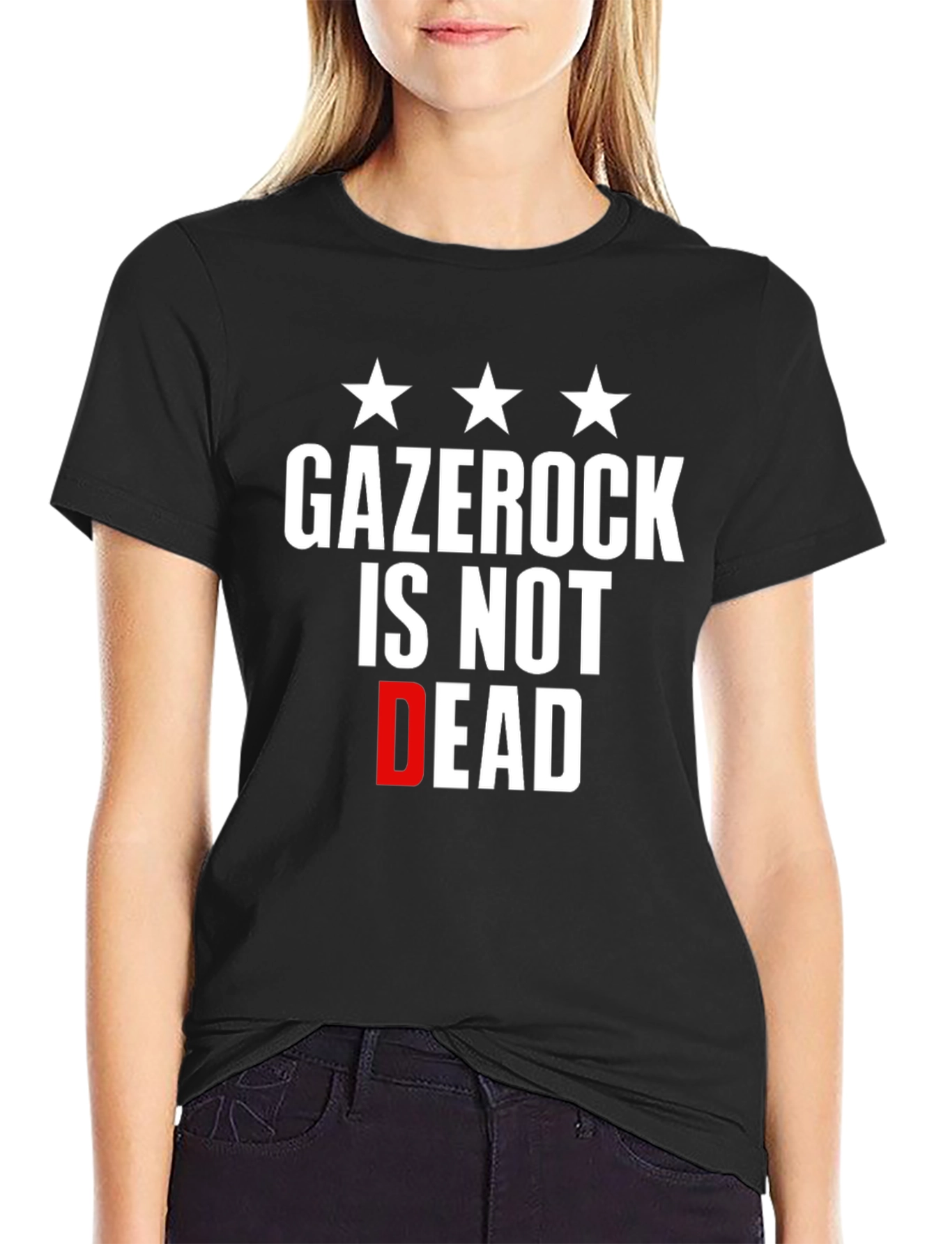 Black Gazerock Is Not Dead Graphic Tee - Black Cotton view 2