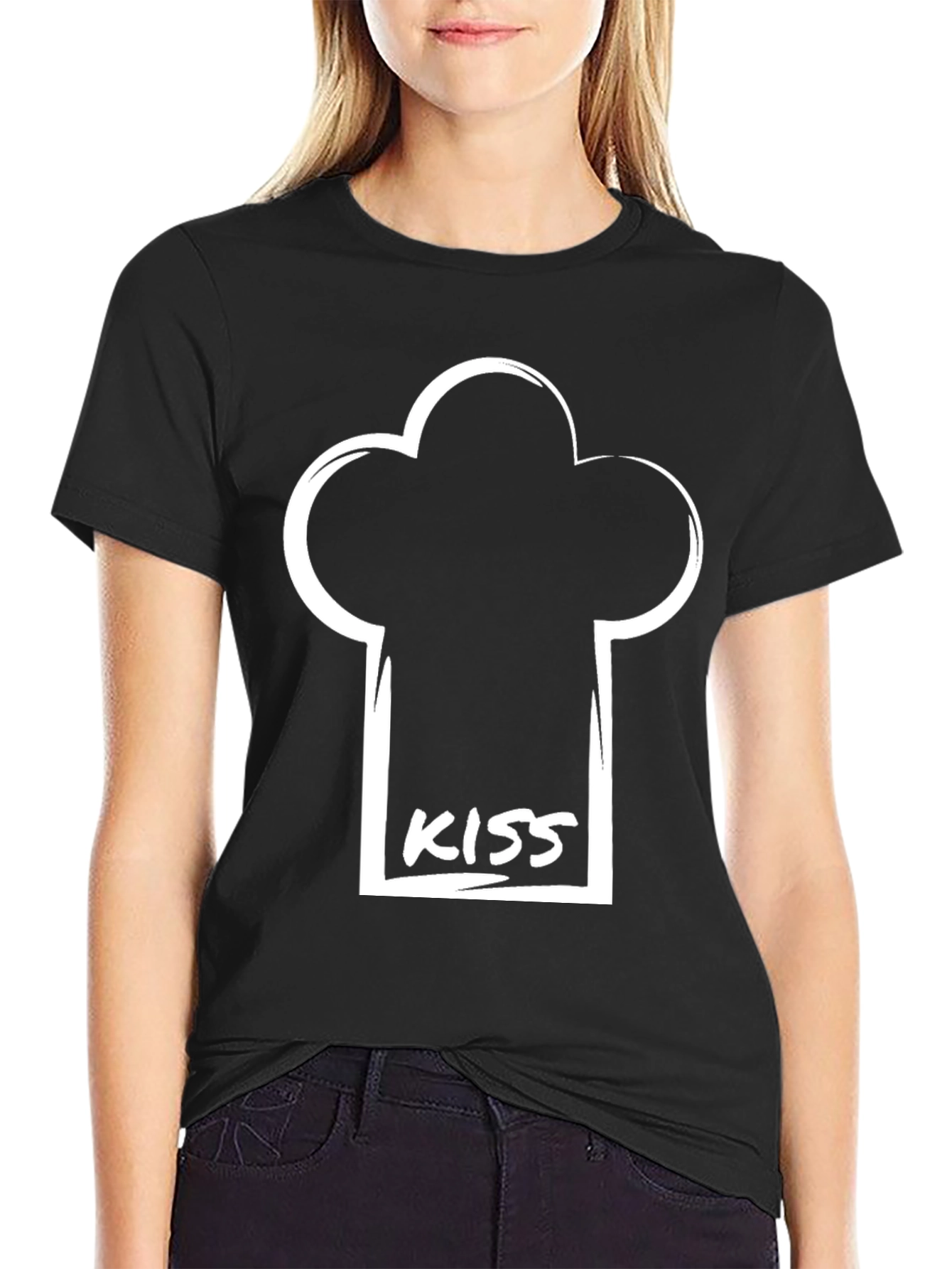 Black Chef Kiss T-Shirt - Funny Culinary Design view 2