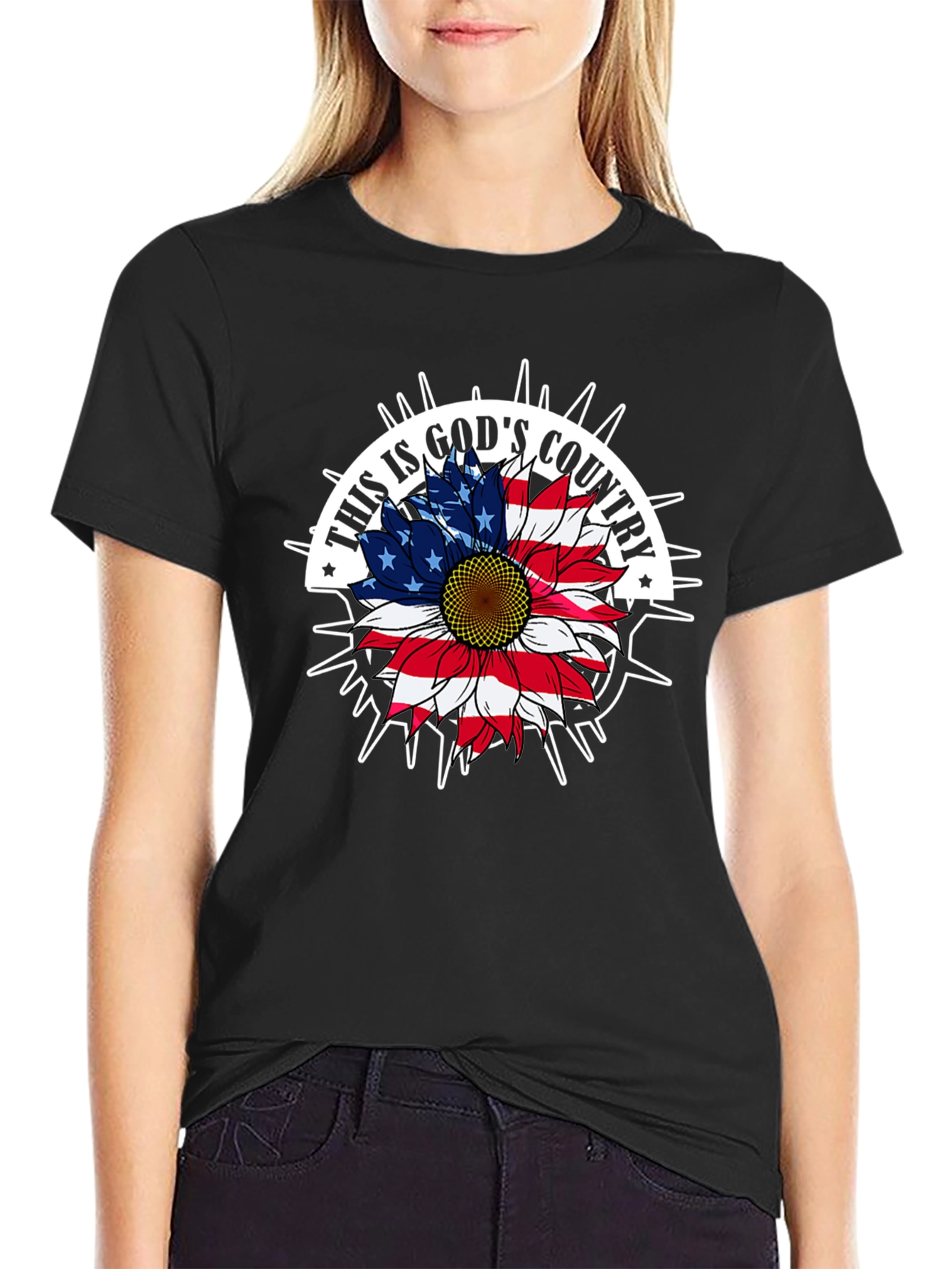 Black This is God's Country Patriotic T-Shirt view 2