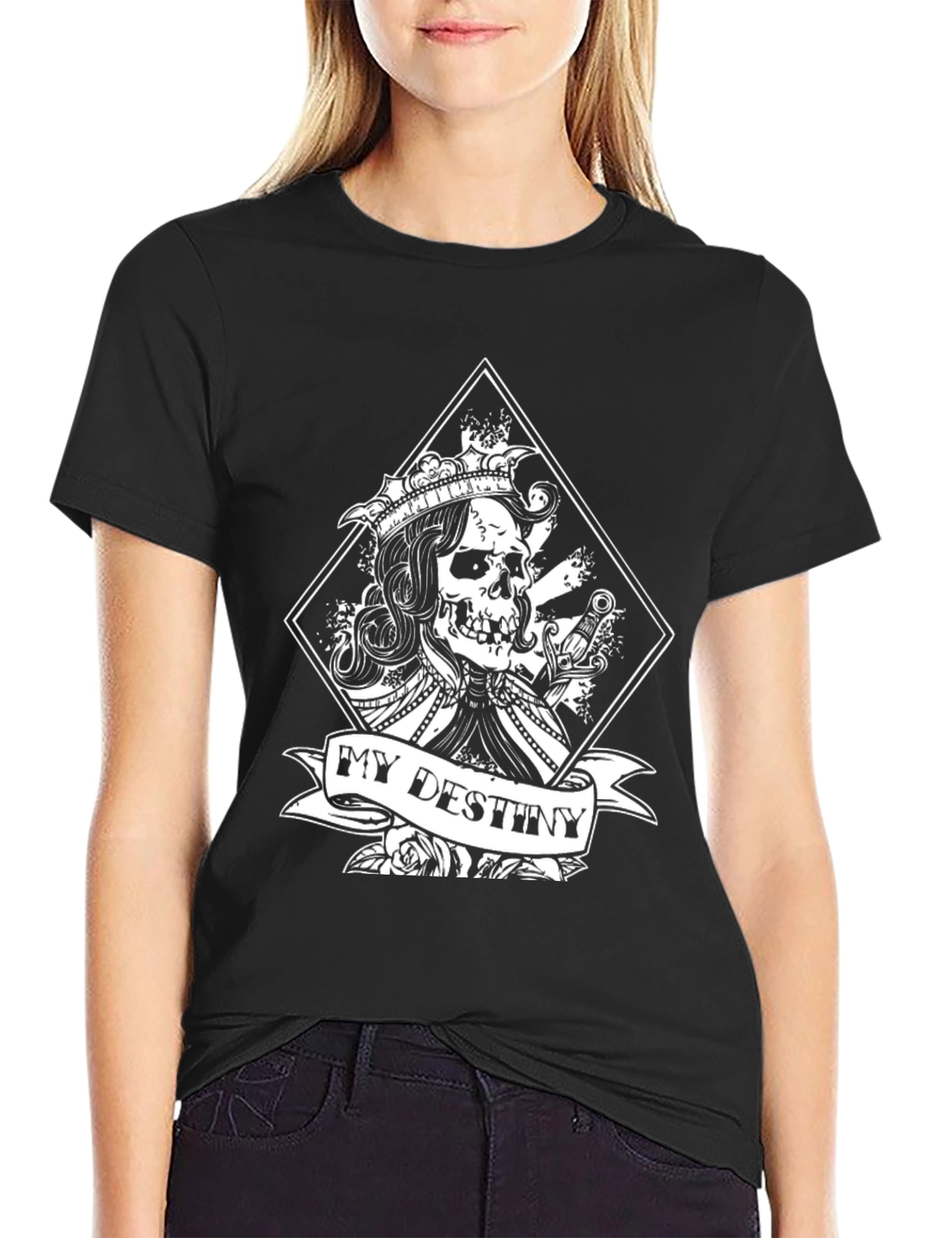 Black My Destiny Graphic Tee - Skull King T-Shirt view 2
