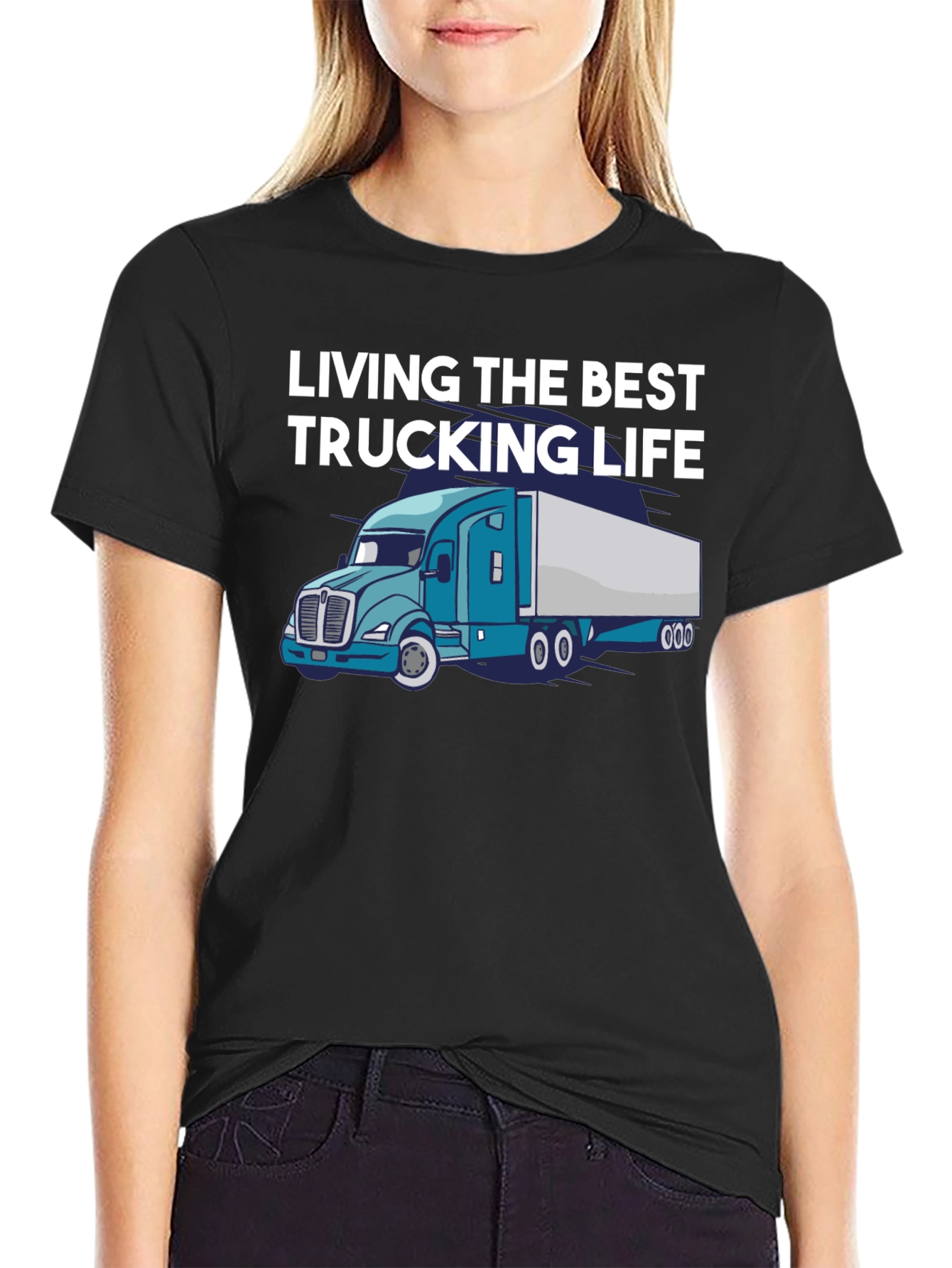 Black Living the Best Trucking Life Tee view 2