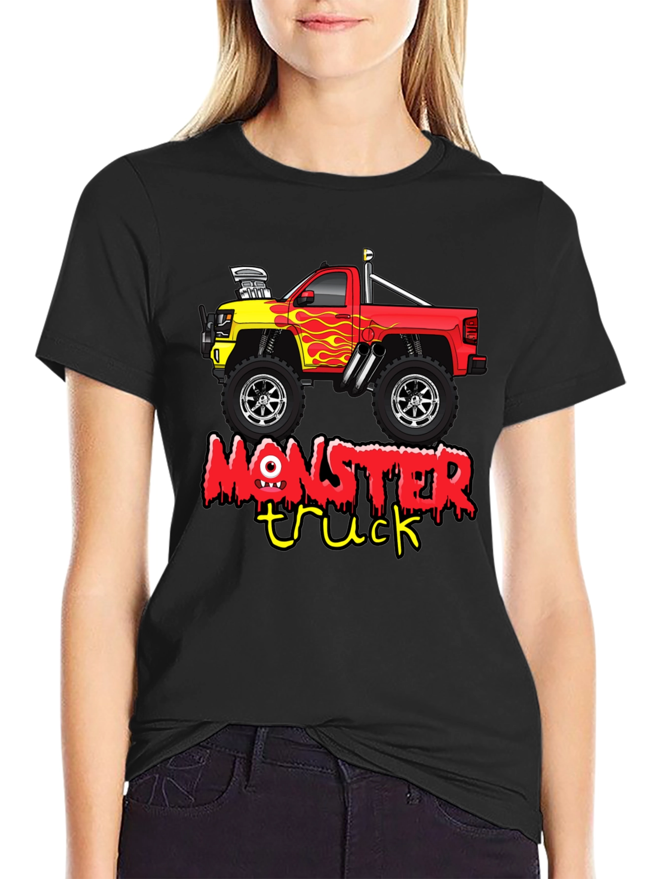 Black Monster Truck Graphic T-Shirt view 2
