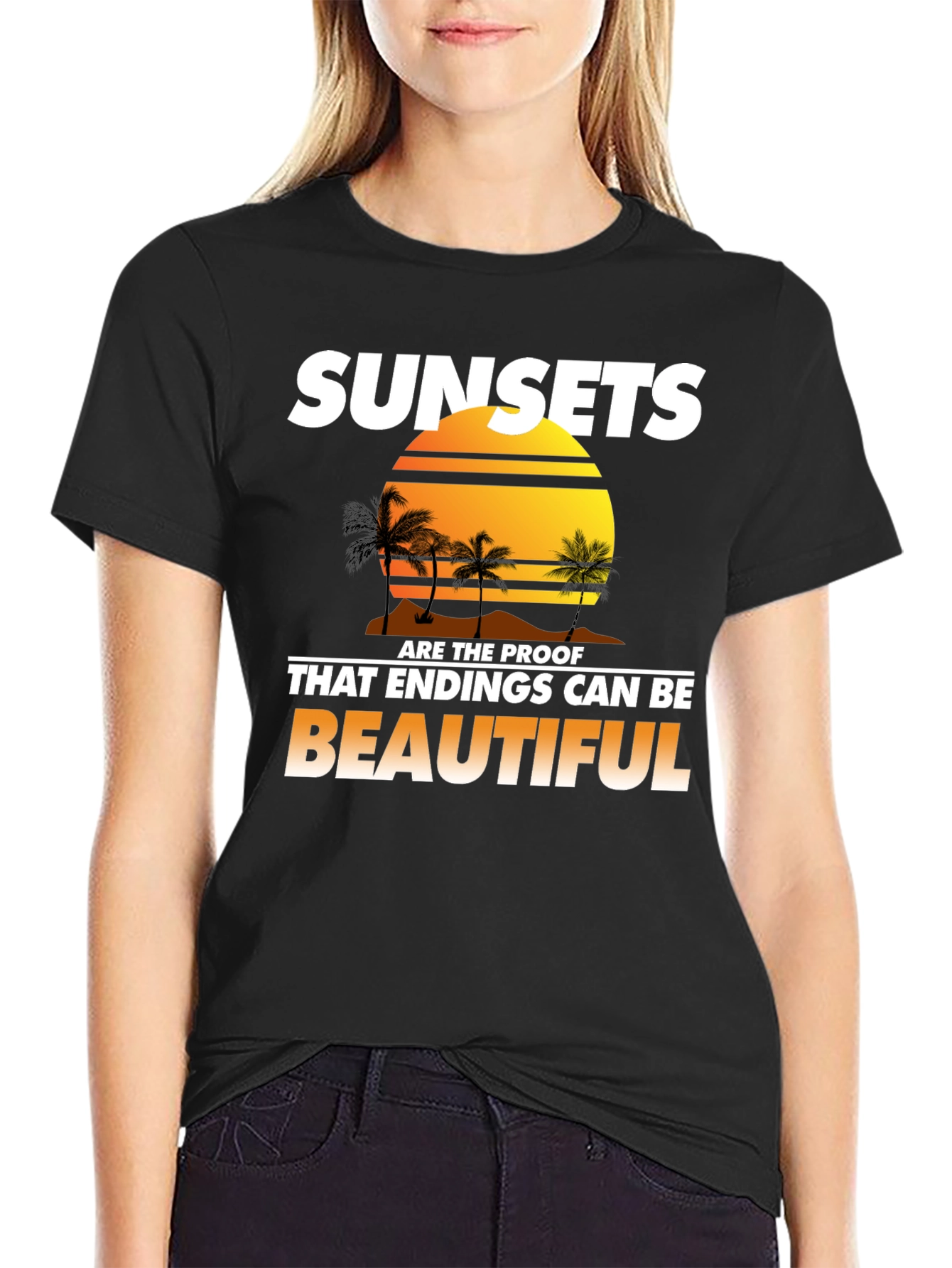 Black Sunset Paradise Graphic T-Shirt view 2