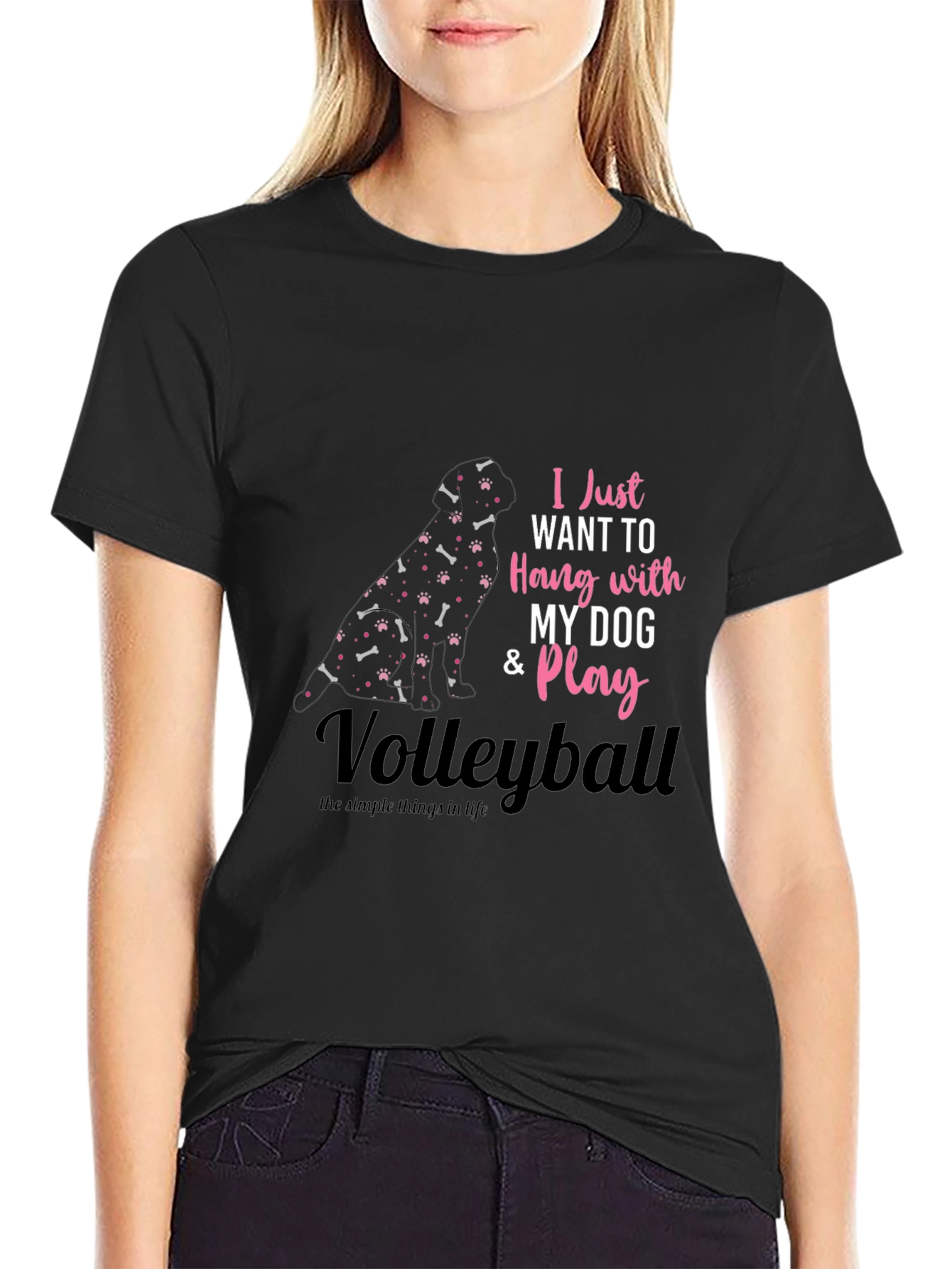 Black Dog Lover Volleyball T-Shirt - Black view 2