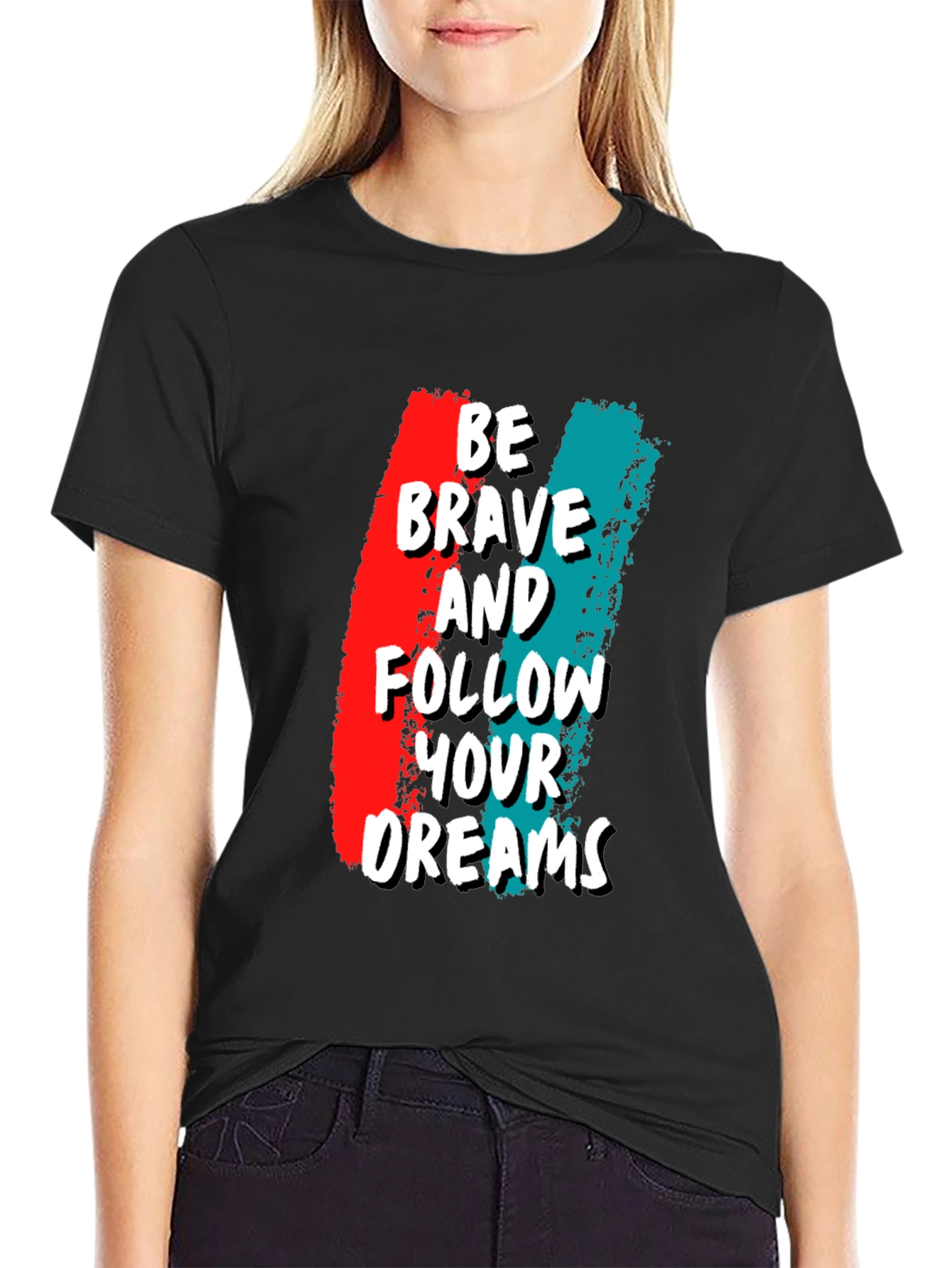 Black Be Brave Graphic Tee - Motivational T-Shirt view 2