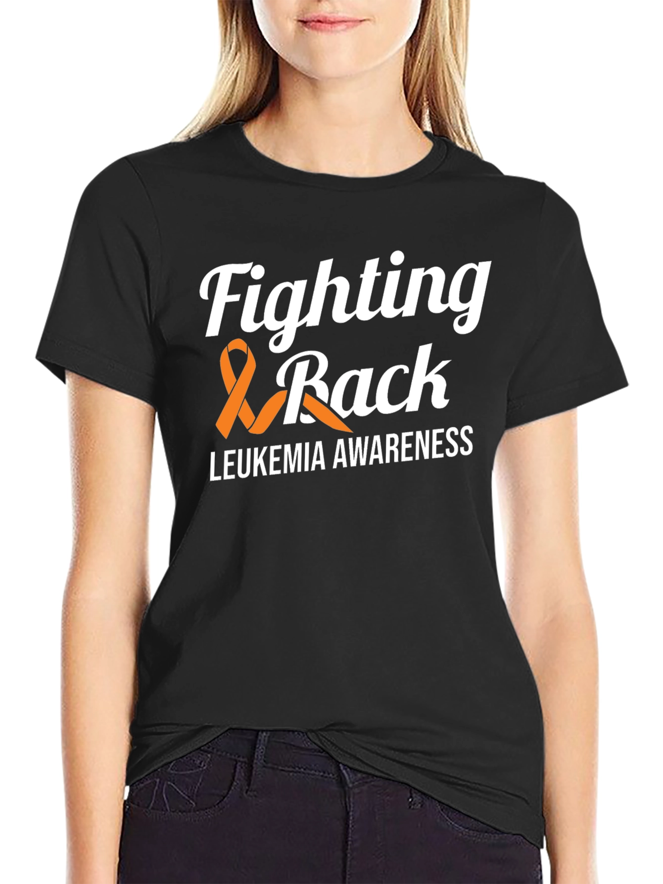 Black Leukemia Awareness T-Shirt - Fighting Back view 2