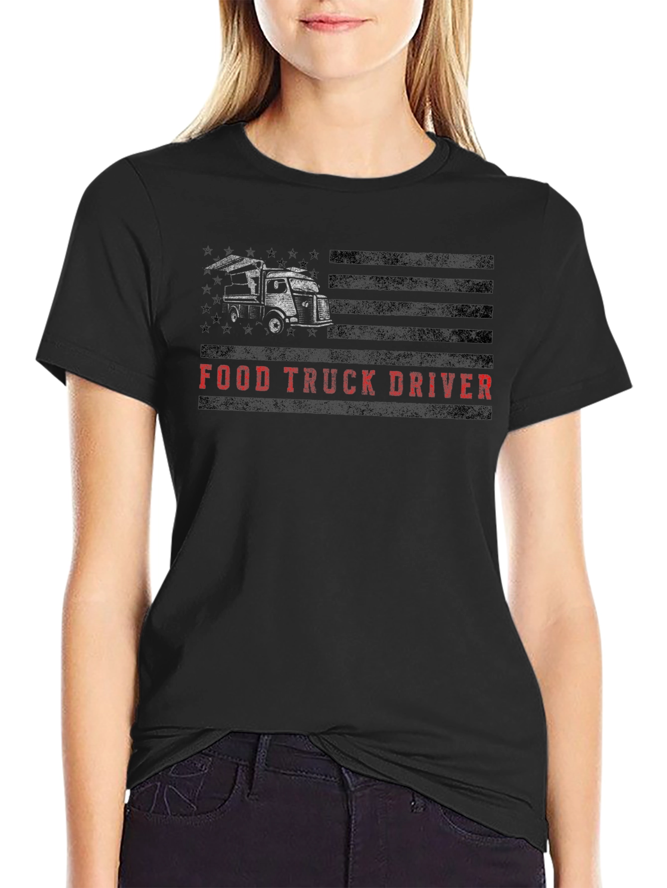 Black Food Truck Driver T-Shirt - Black view 2