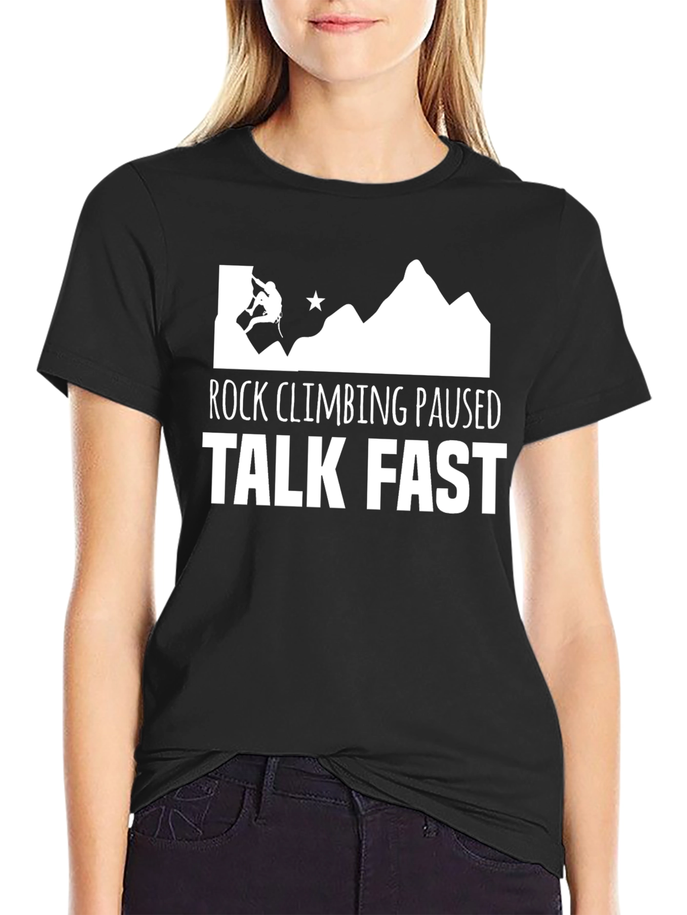 Black Rock Climbing Paused Talk Fast Black Graphic Tee view 2