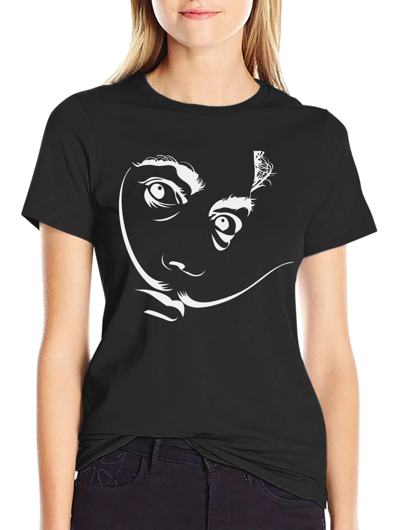 Black Salvador Dali Graphic Tee - Men's Black T-Shirt view 2