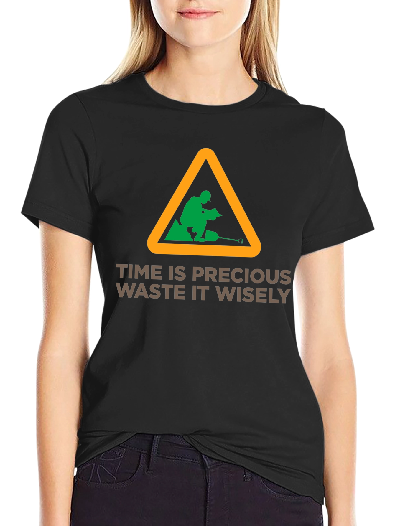 Black Time Is Precious Graphic Tee - Waste It Wisely T-Shirt view 2