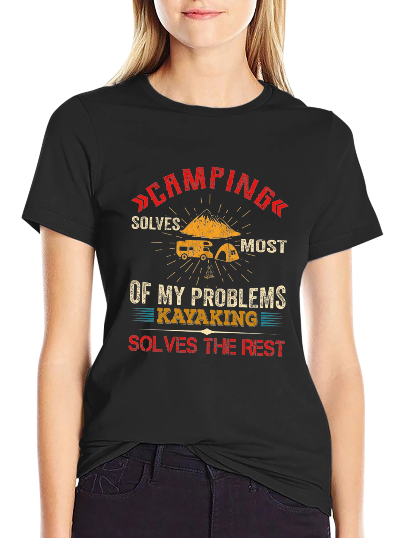 Black Camping and Kayaking T-Shirt view 2