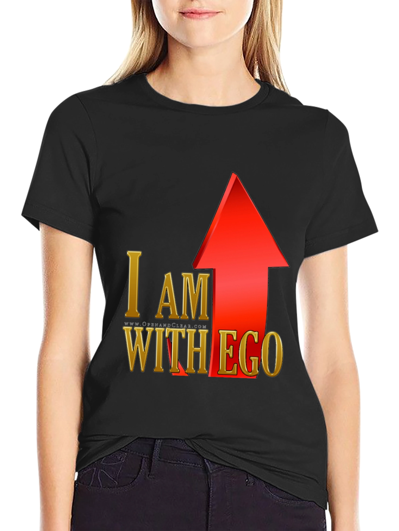Black I Am With Ego Graphic T-Shirt - Black view 2