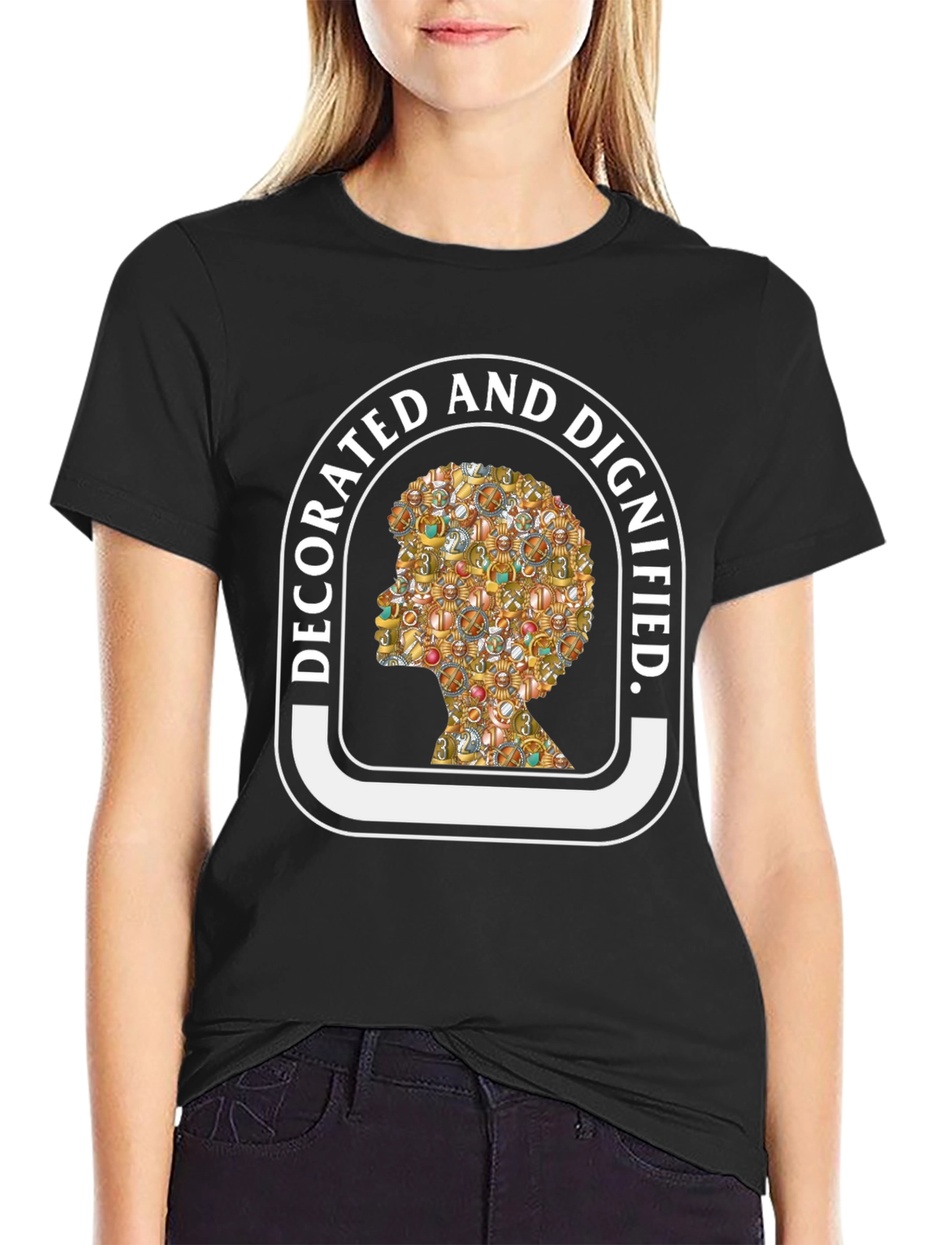 Black Decorated & Dignified T-Shirt - Unisex Black Tee view 2
