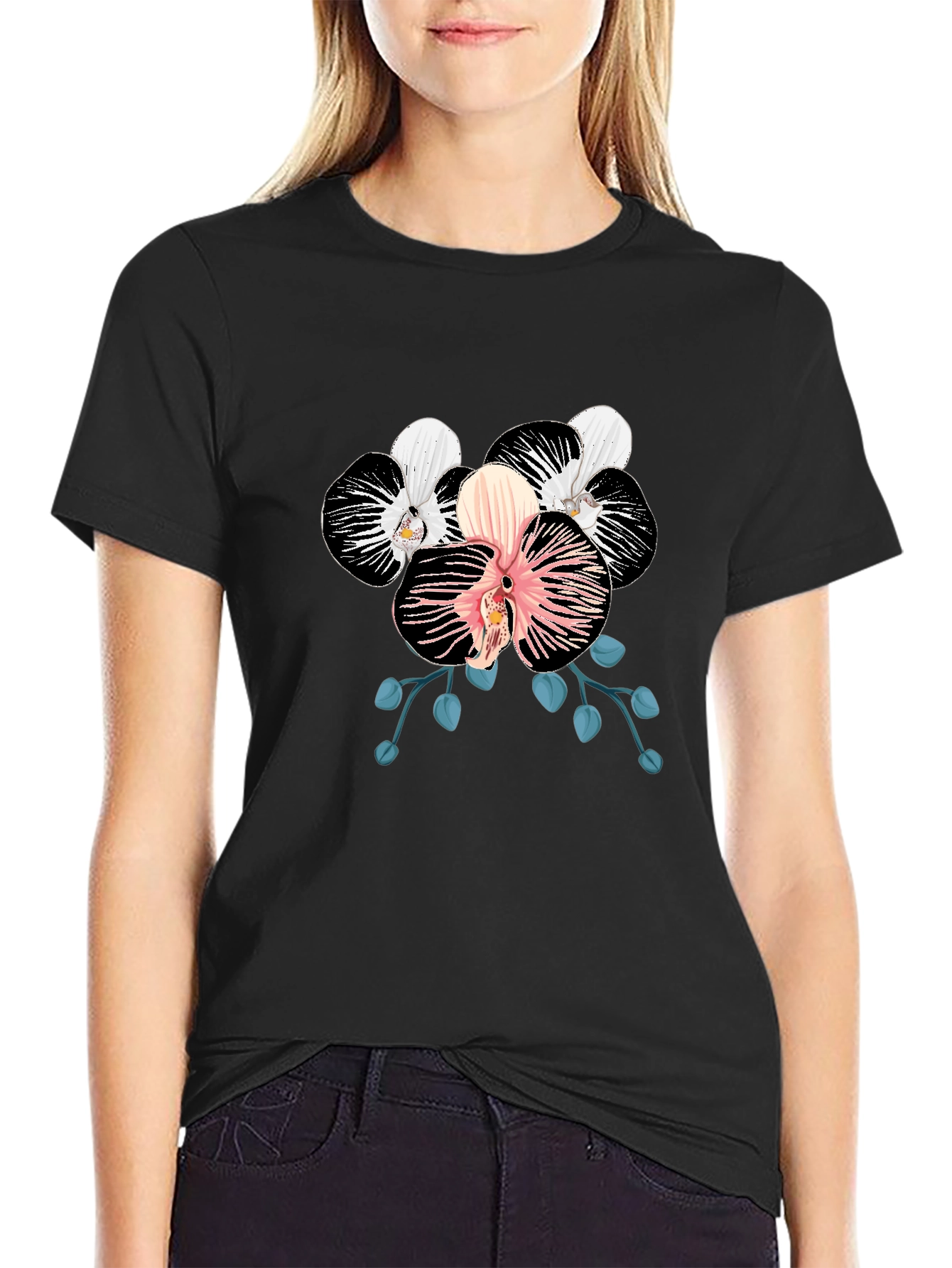 Black Orchid Graphic Print Black T-Shirt view 2