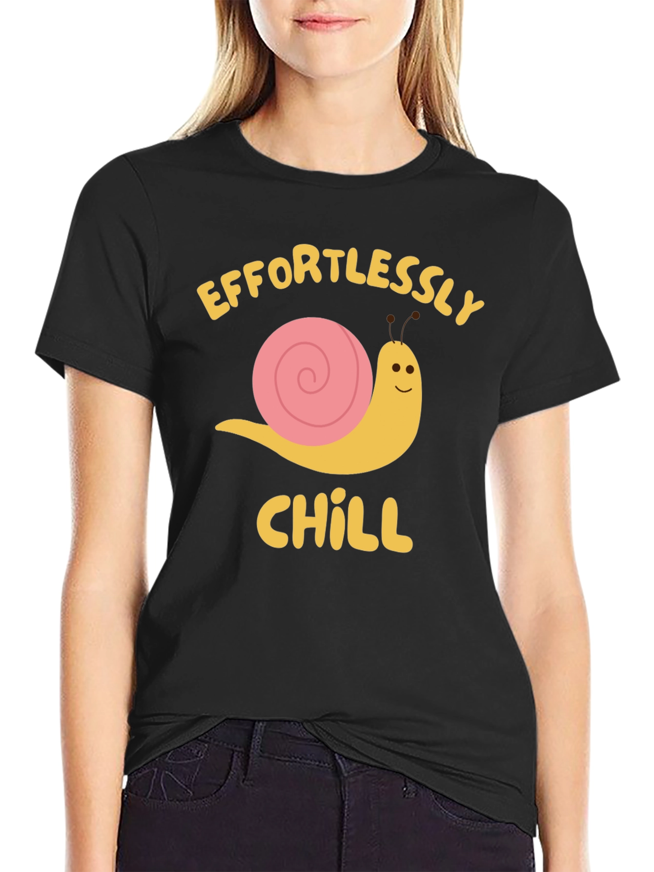 Black Effortlessly Chill Snail Graphic Tee view 2
