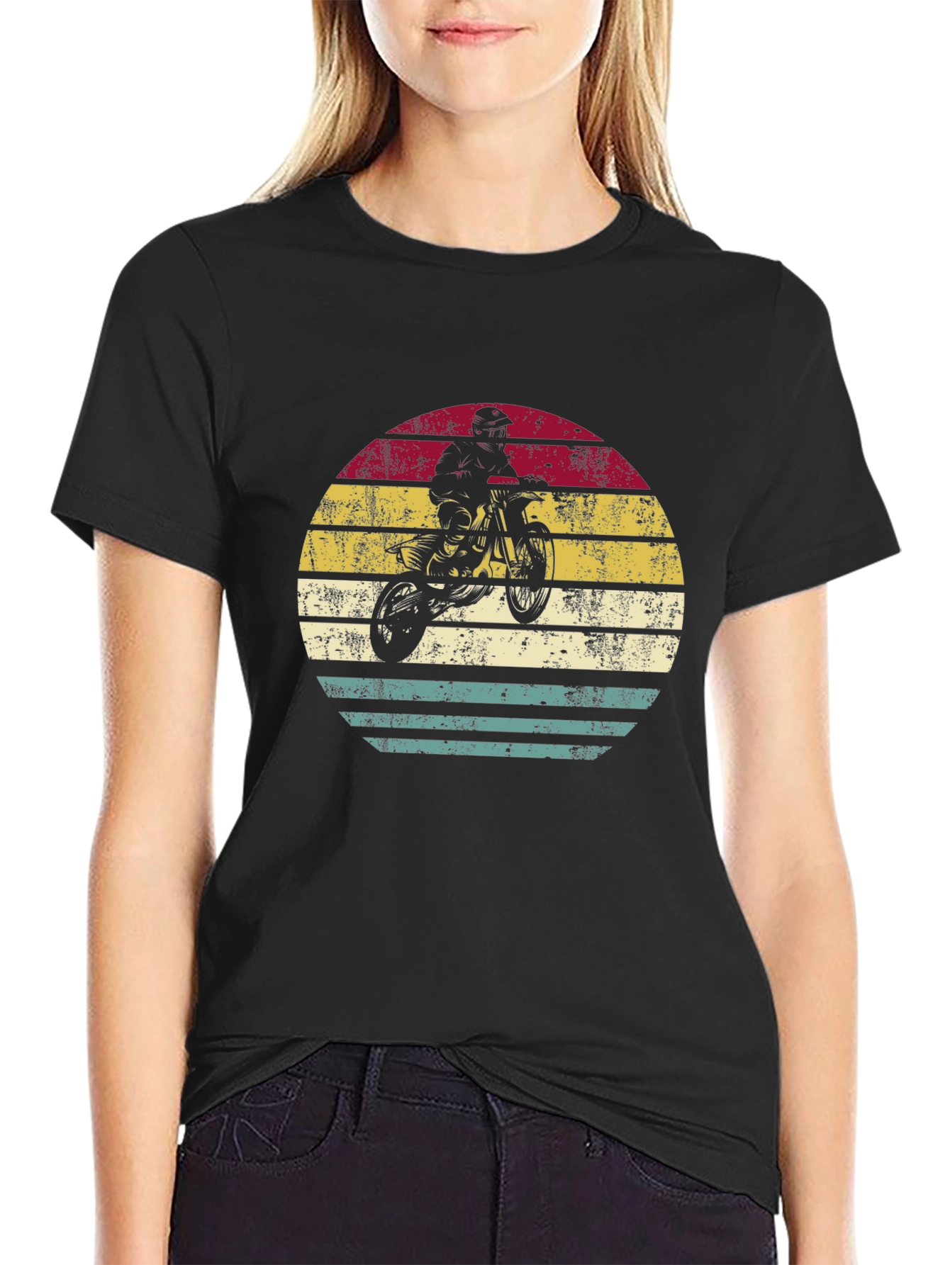 Black Retro Motocross T-Shirt - Vintage Style Bike Graphic Tee view 2