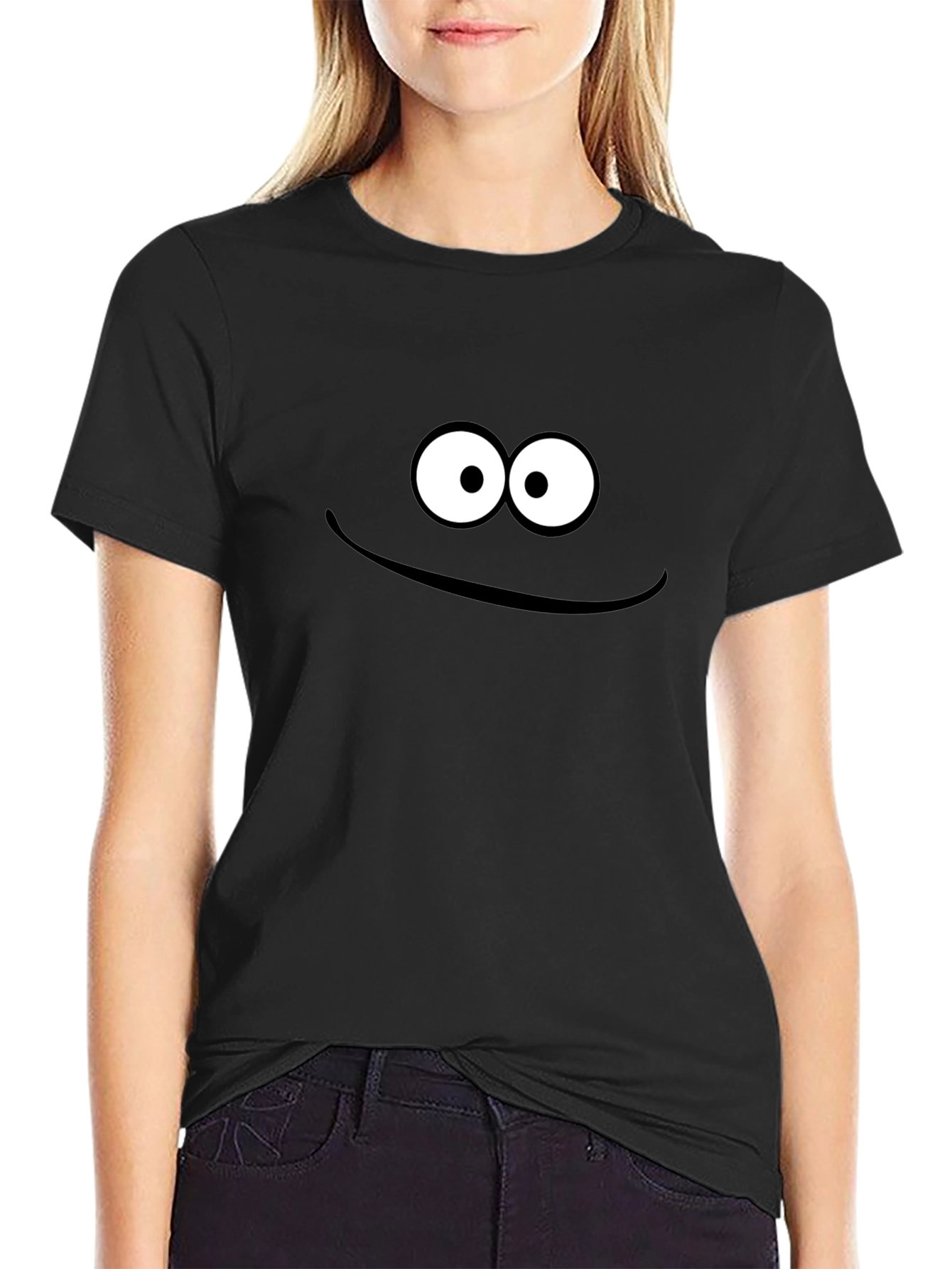 Black Funny Face Graphic T-Shirt - Soft Cotton Tee view 2