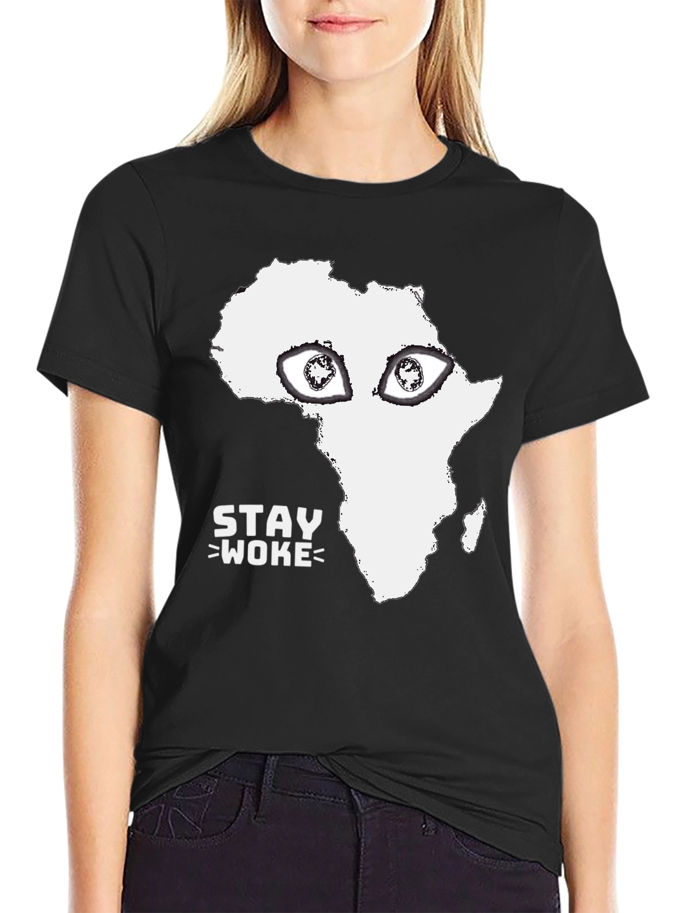 Black Stay Woke Africa Graphic Tee view 2