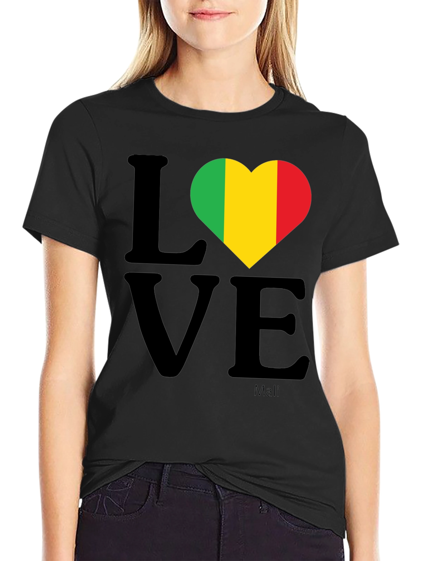 Mali Flag Love T-Shirt - Black - 2